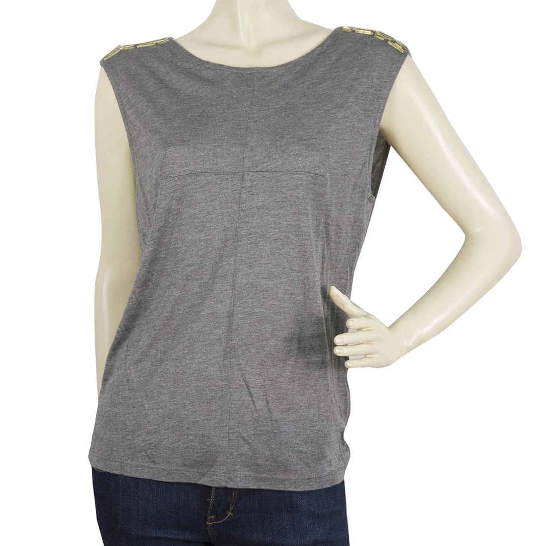 Philipp Plein gray cotton embellished top with large balck lace skull Sz M - 2