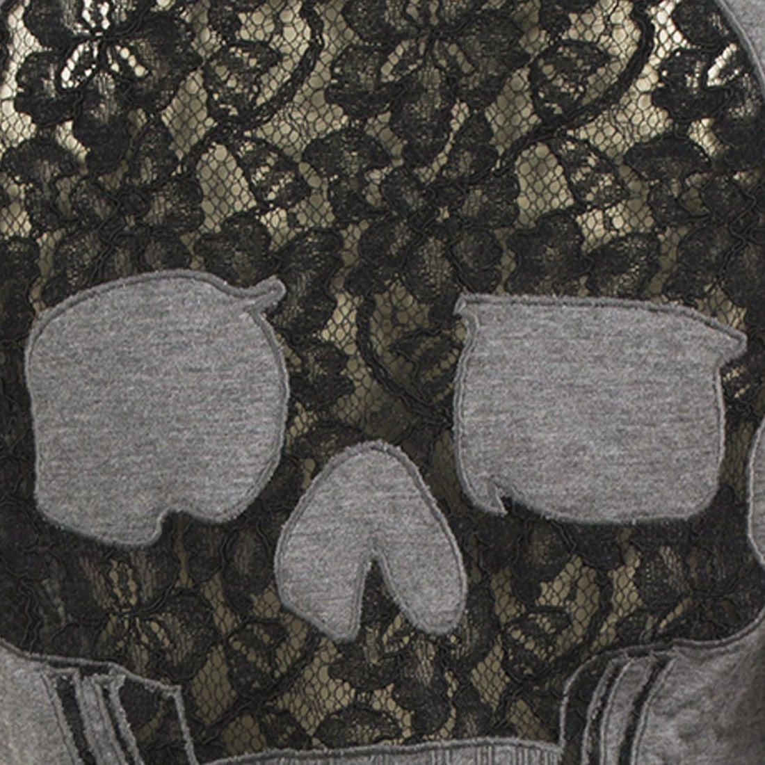 Philipp Plein gray cotton embellished top with large balck lace skull Sz M - 5