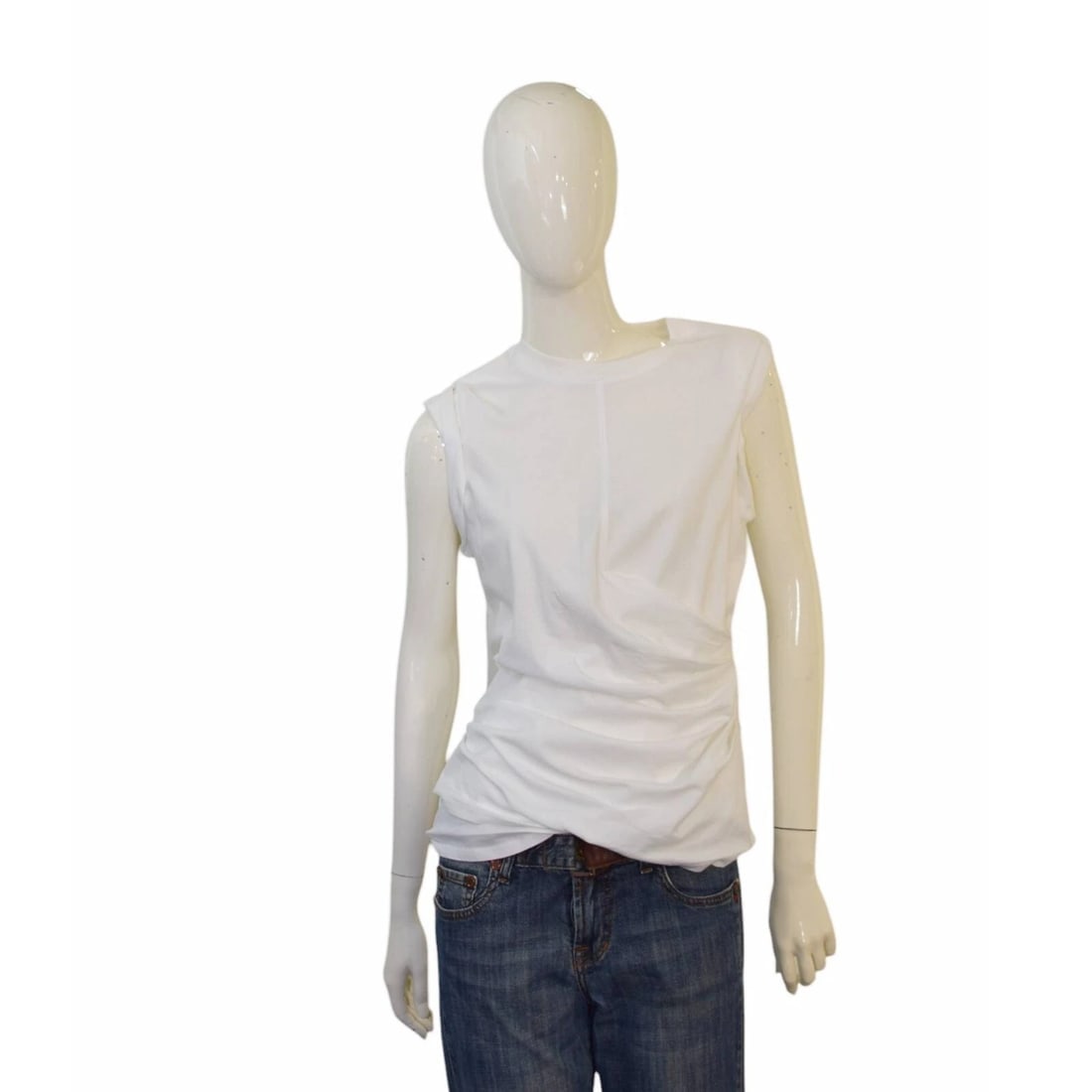 3.1 Phillip Lim White Cotton Draped Side Sleeveless Tank Top size S (1 of 7)
