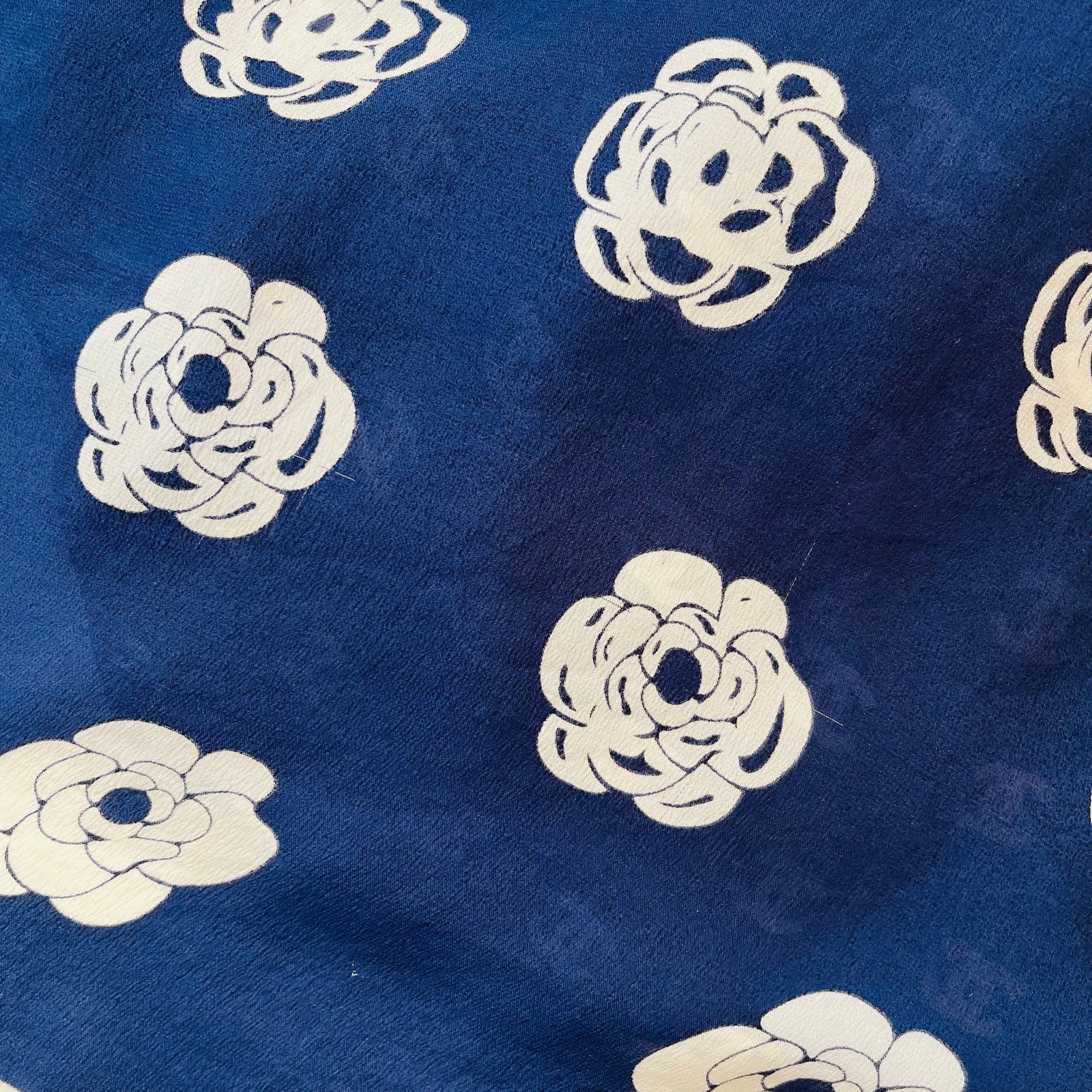 Chanel Navy Blue Monogram 100% Silk Scarf - 5