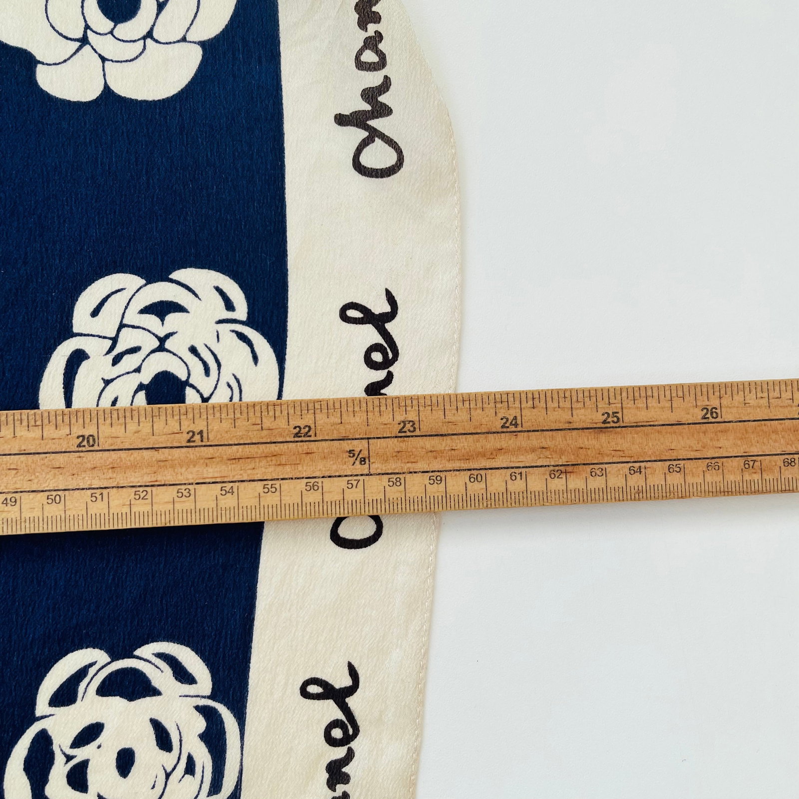 Chanel Navy Blue Monogram 100% Silk Scarf - 9