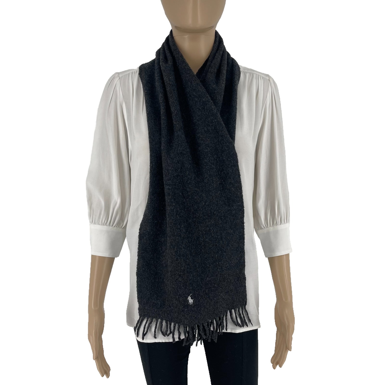 Polo Ralph Lauren Dark Grey 100% Wool Scarf - 3