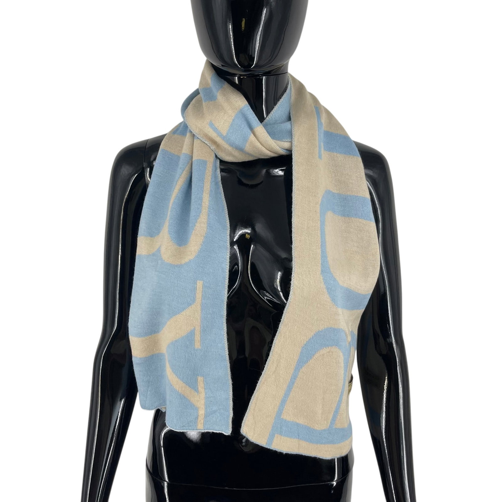 Burberry Blue & Beige Reversible Logo 100% Wool Scarf - 3