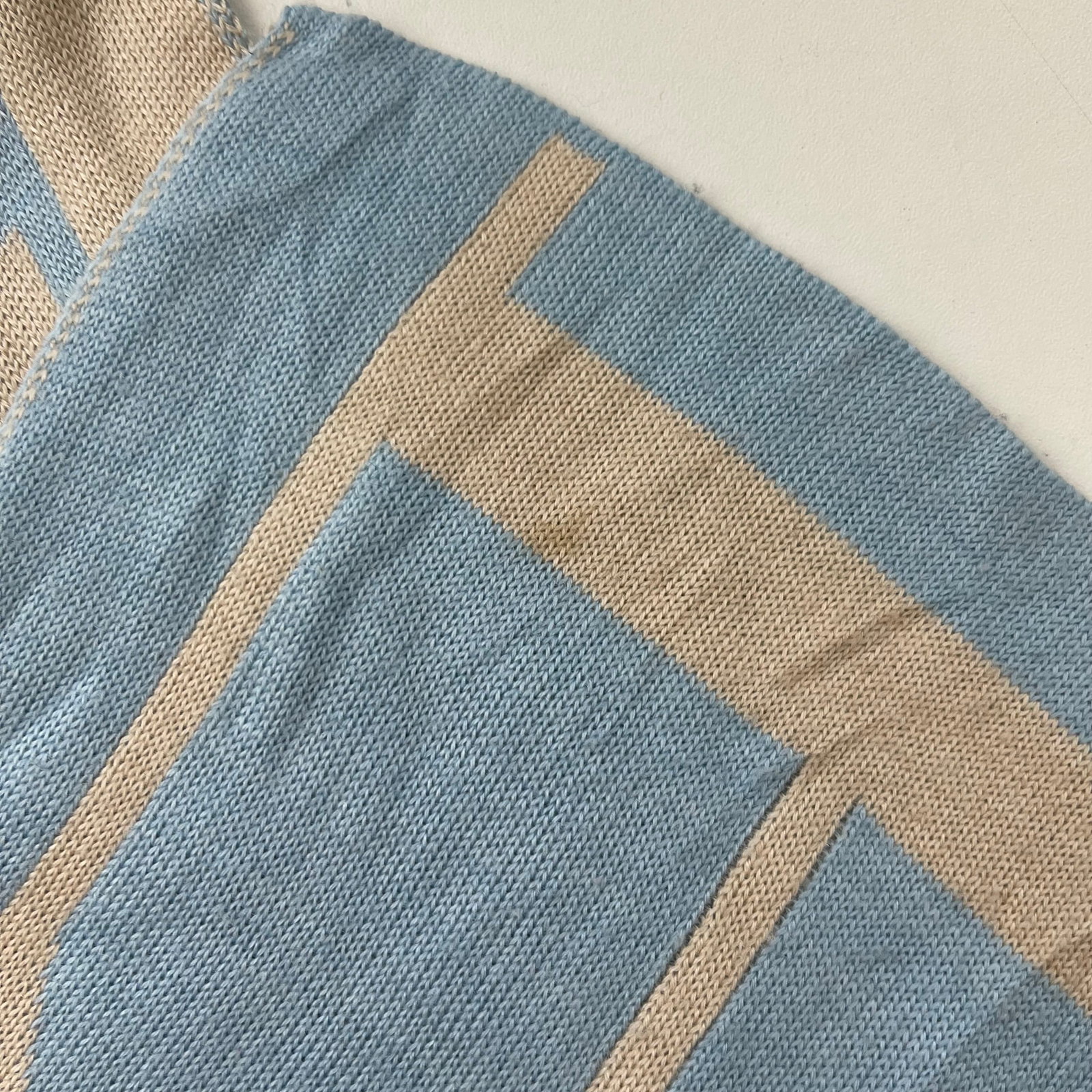 Burberry Blue & Beige Reversible Logo 100% Wool Scarf - 6