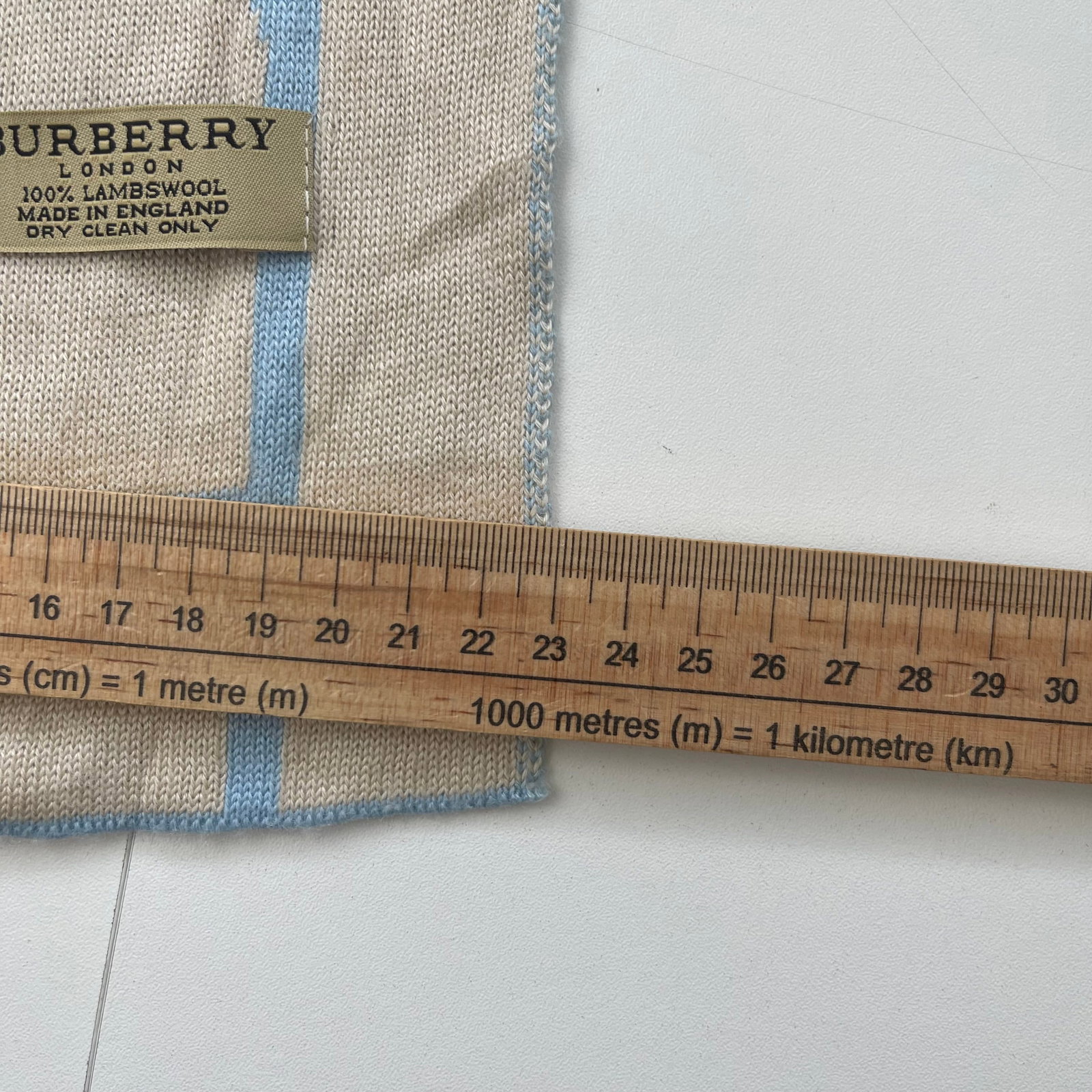 Burberry Blue & Beige Reversible Logo 100% Wool Scarf - 7