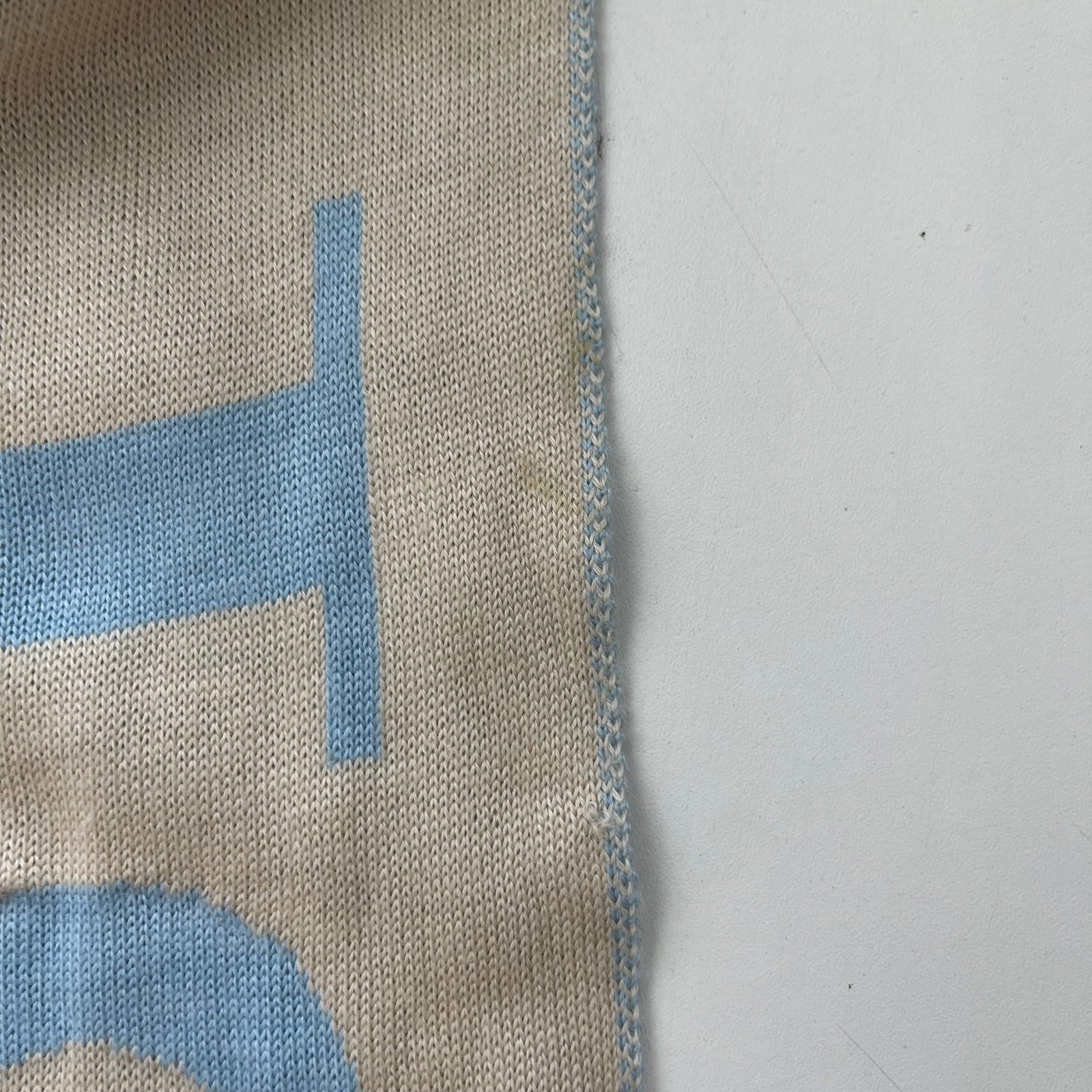Burberry Blue & Beige Reversible Logo 100% Wool Scarf - 8