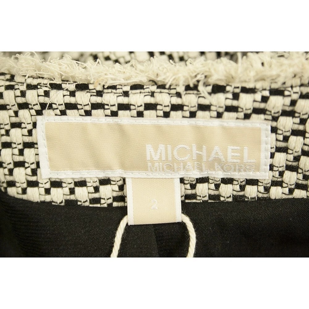 Michael Kors Black & White Open Front Zippers Cotton Linen Tweed jacket size 2 - 3