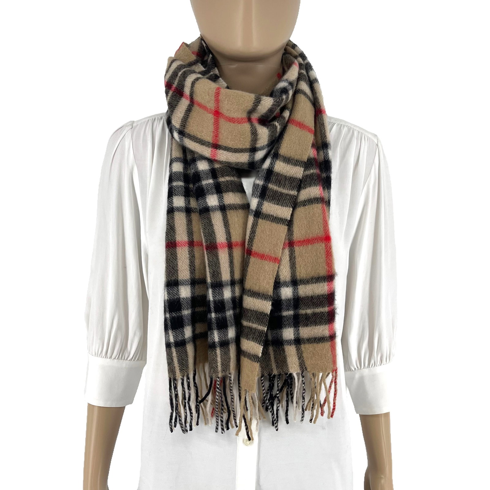 Burberry Light Brown Plaid 100% Wool Scarf - 4