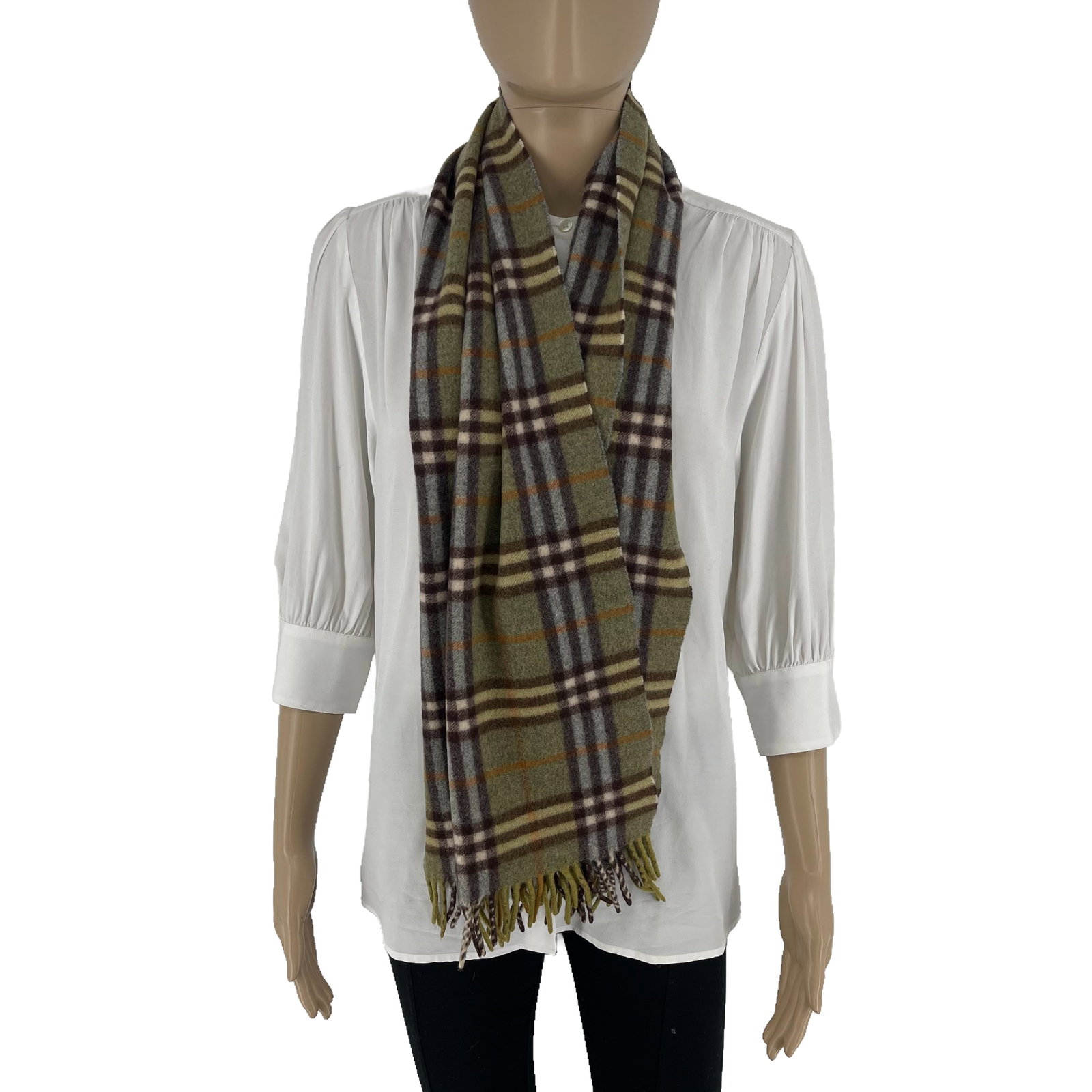 Burberry Green Plaid 100% Wool Scarf - 3