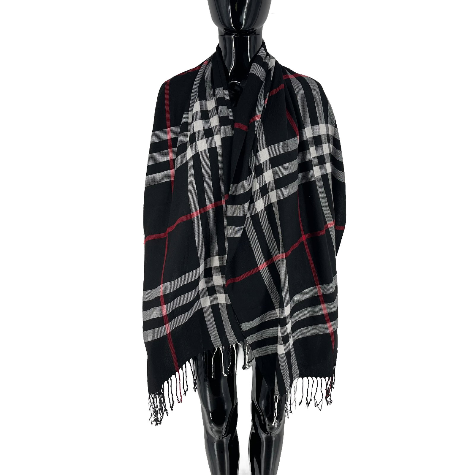 Burberry Black Plaid 100% Cashmere Scarf: Title: Burberry Black Plaid 100% Cashmere Scarf Brand:Burberry Date/Period:Modern Materials:100% Cashmere Size:One Size Description:Burberry Black Plaid 100% Cashmere Scarf Reserve: $80.00 Shipping: