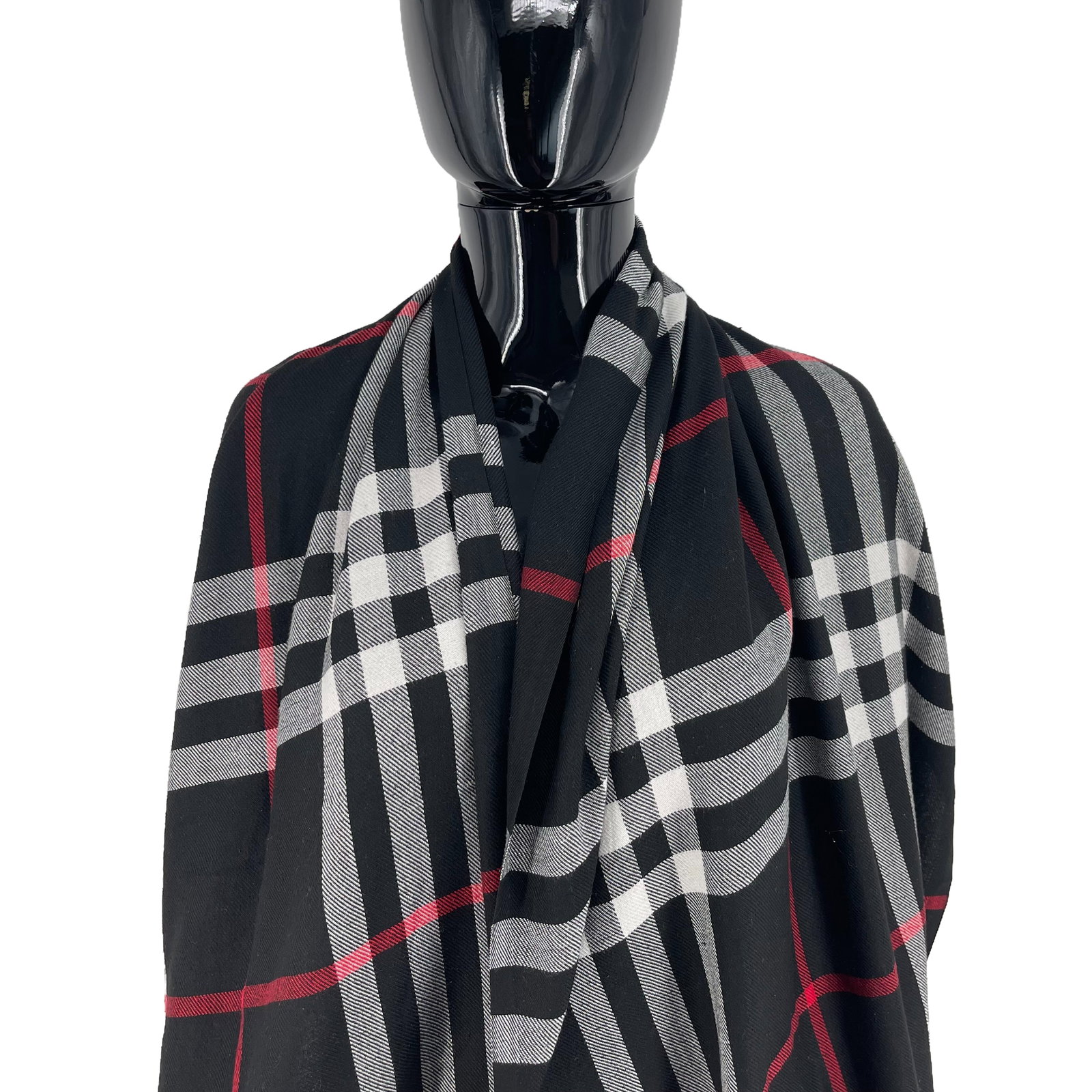 Burberry Black Plaid 100% Cashmere Scarf - 2