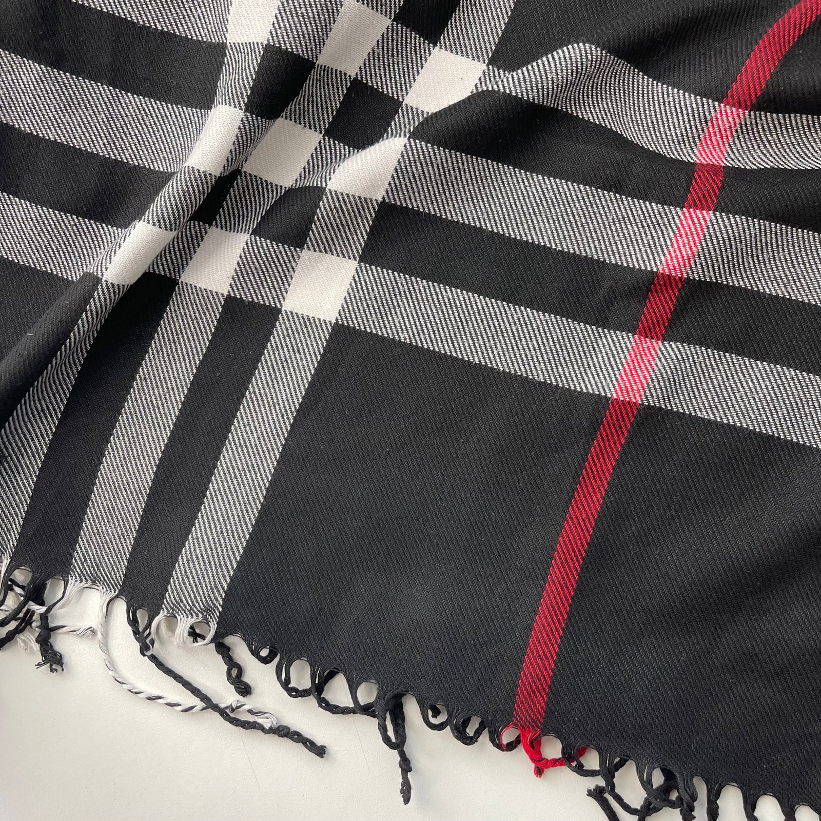 Burberry Black Plaid 100% Cashmere Scarf - 5
