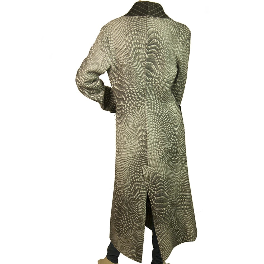 Angelo Marani Gray Merino Wool Calf Length Winter Warm Fur Collar Coat sz 46 - 6