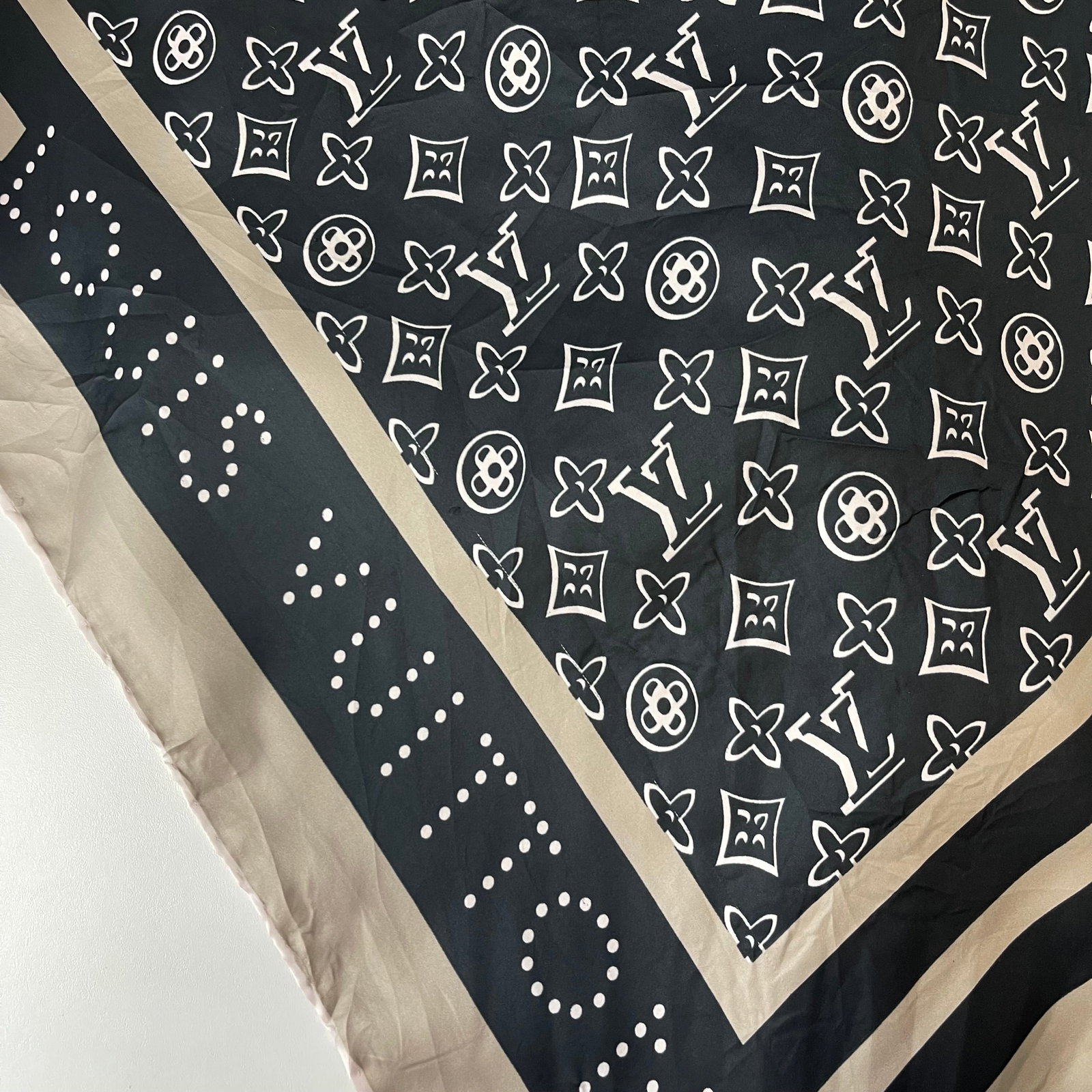Louis Vuitton Black Monogram 100% Silk Scarf - 5