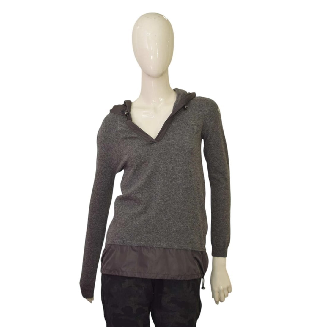 MONCLER Gray Virgin Wool Knit Long Sleeve Hooded top size S (1 of 9)