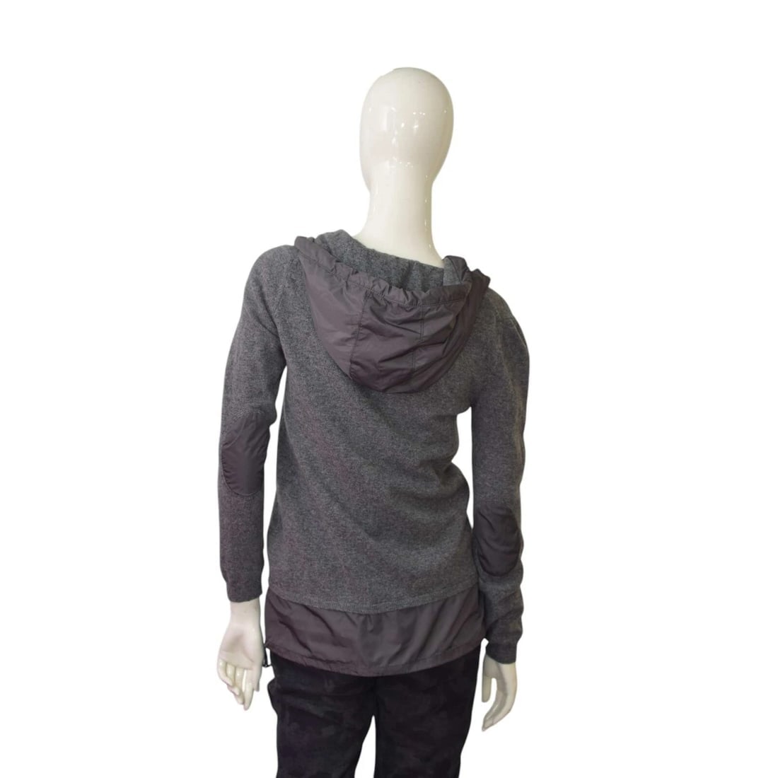 MONCLER Gray Virgin Wool Knit Long Sleeve Hooded top size S - 2