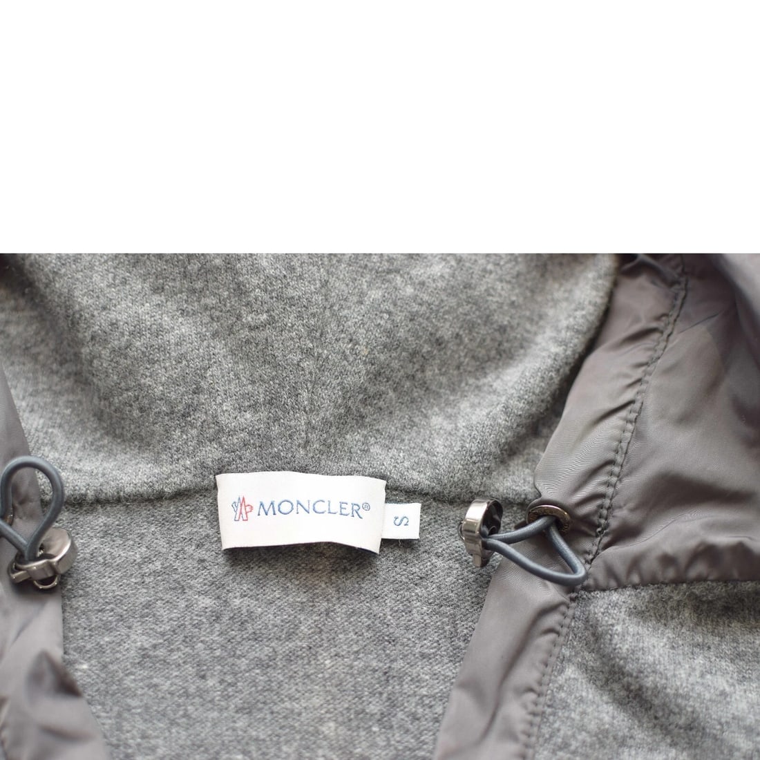 MONCLER Gray Virgin Wool Knit Long Sleeve Hooded top size S - 3