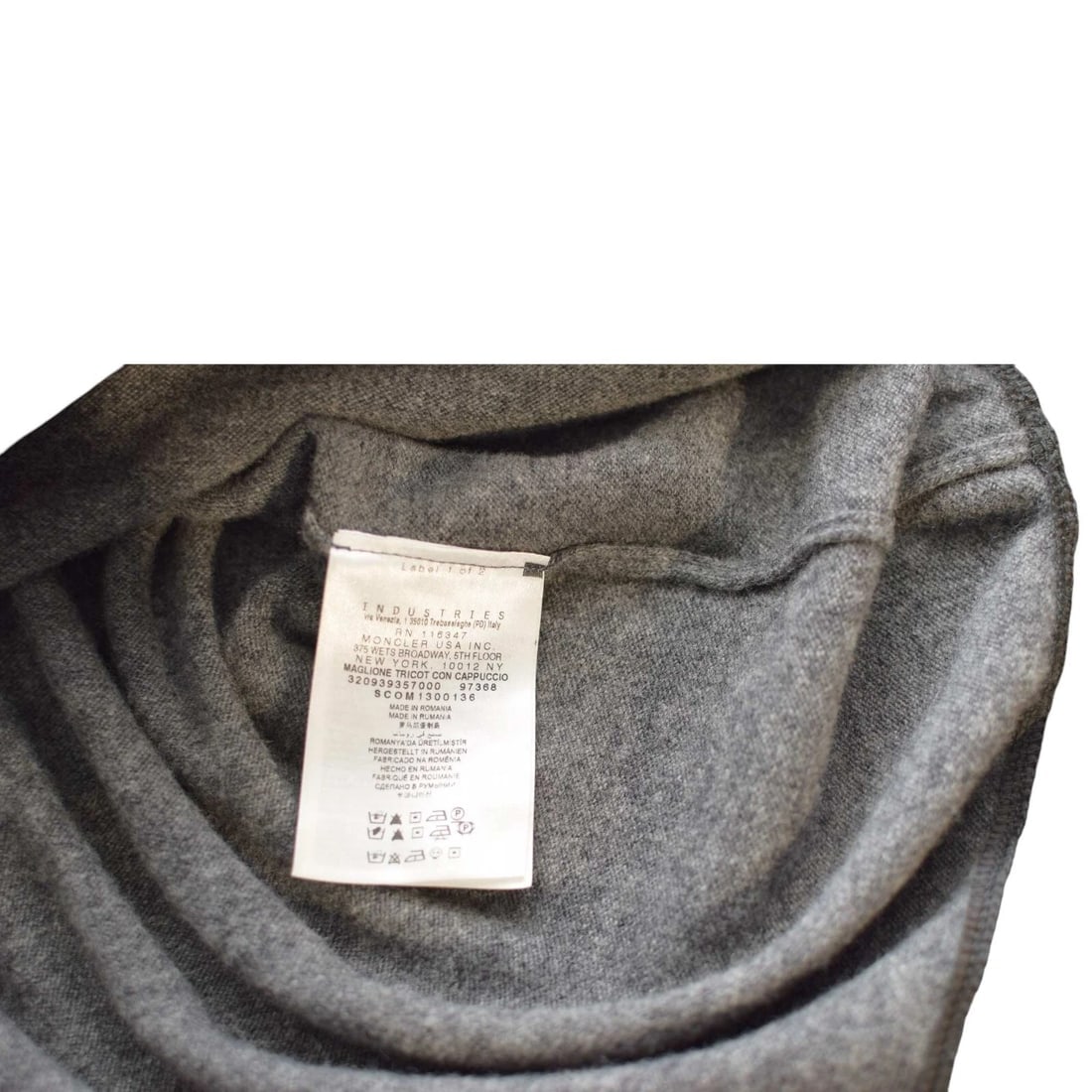 MONCLER Gray Virgin Wool Knit Long Sleeve Hooded top size S - 4