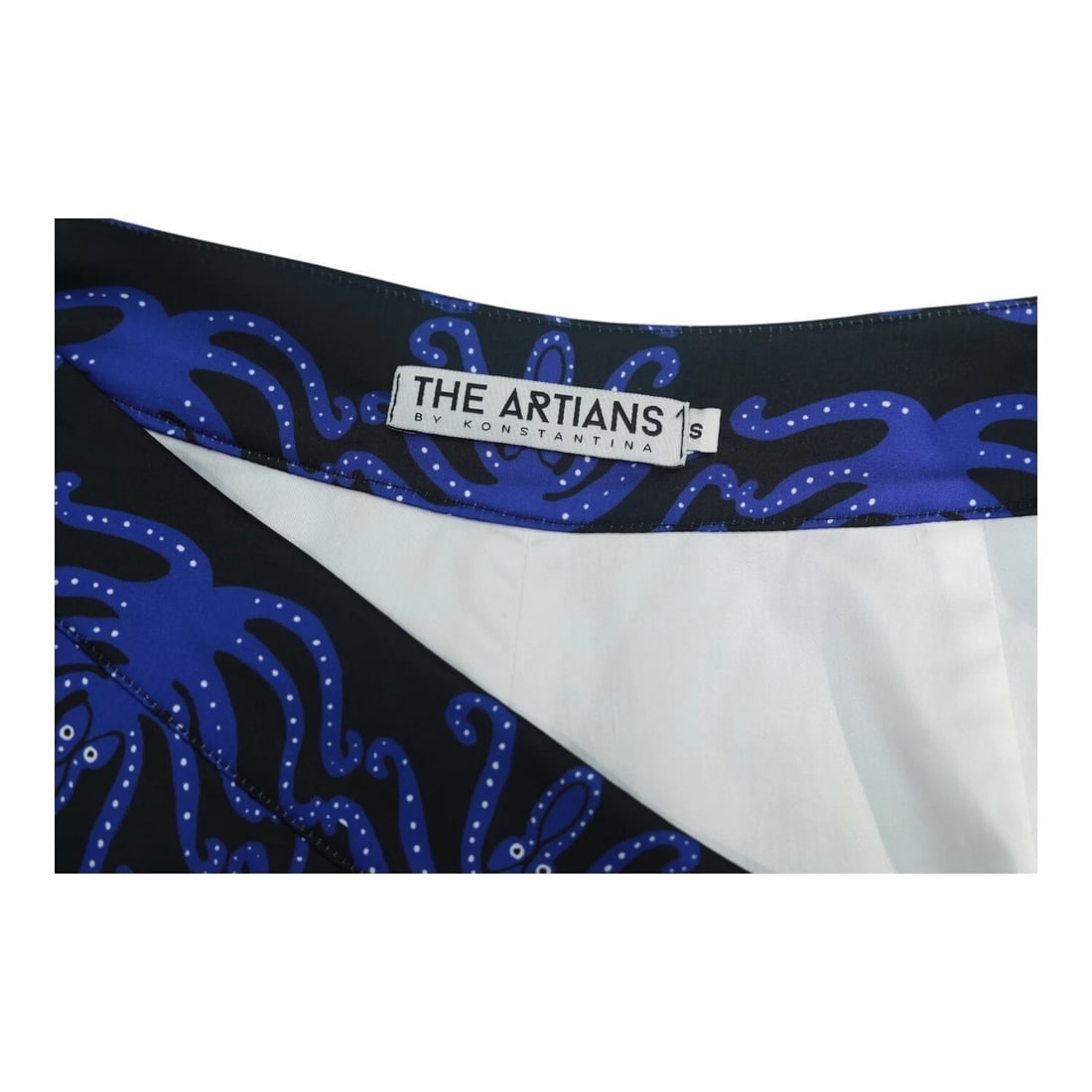 The Artians Blue Silk Octopus Mini Summer Shorts Pants size S - 3