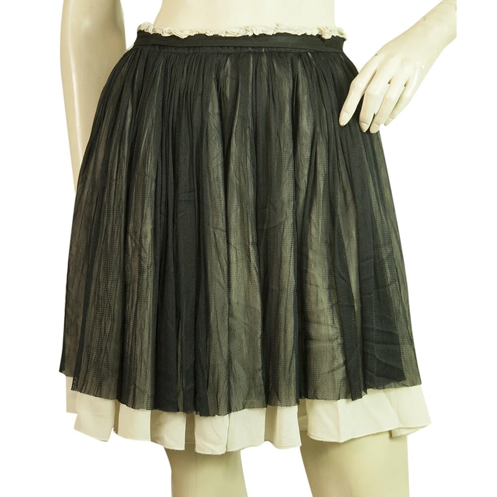 Dolce & Gabbana D&G Black & White Silk Pleated Mini Skirt Size 42 (1 of 6)