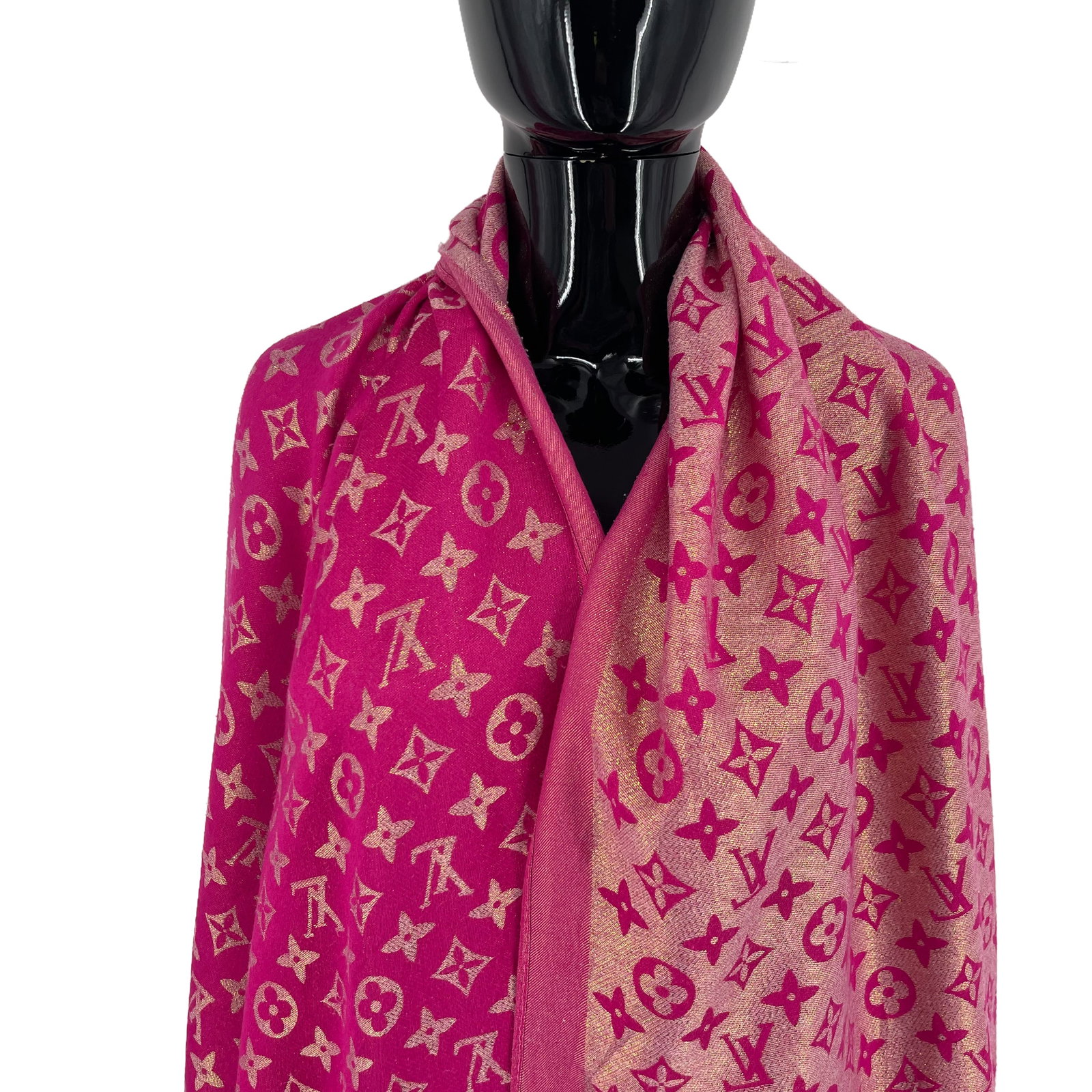 Louis Vuitton Pink Reversible Silk Wool Scarf - 2