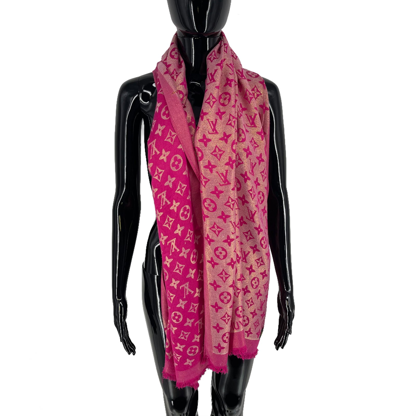 Louis Vuitton Pink Reversible Silk Wool Scarf - 3