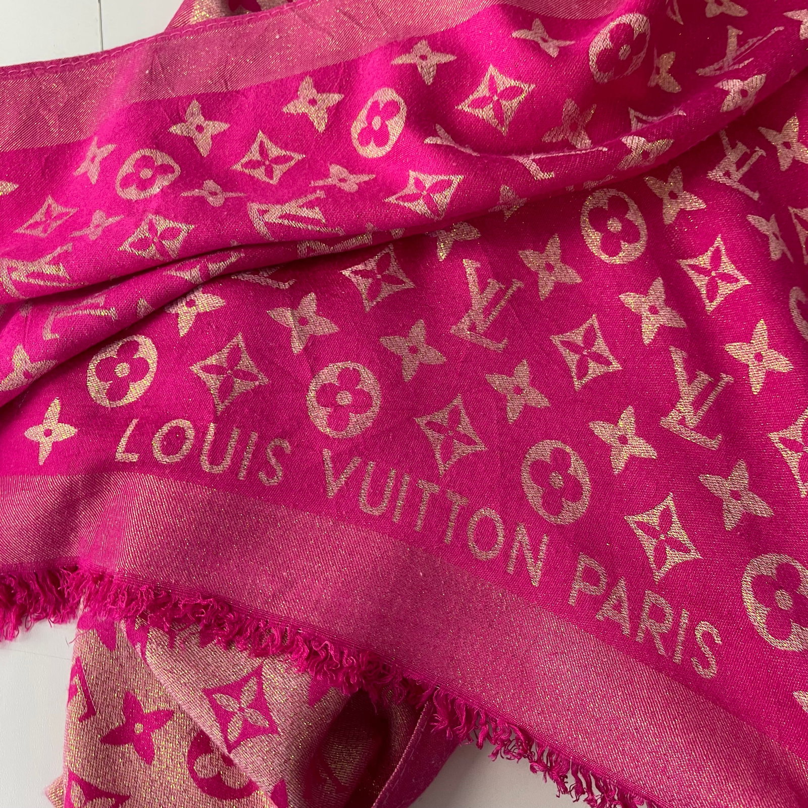 Louis Vuitton Pink Reversible Silk Wool Scarf - 5