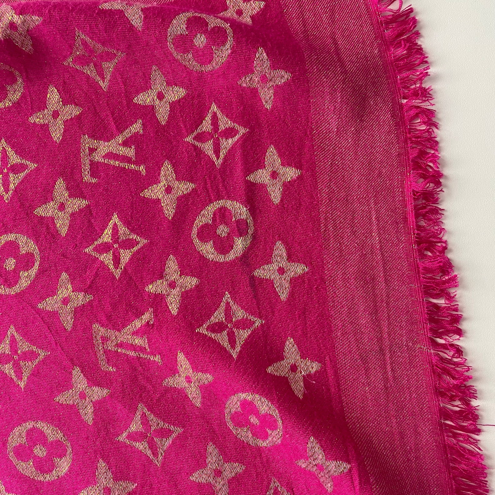 Louis Vuitton Pink Reversible Silk Wool Scarf - 8