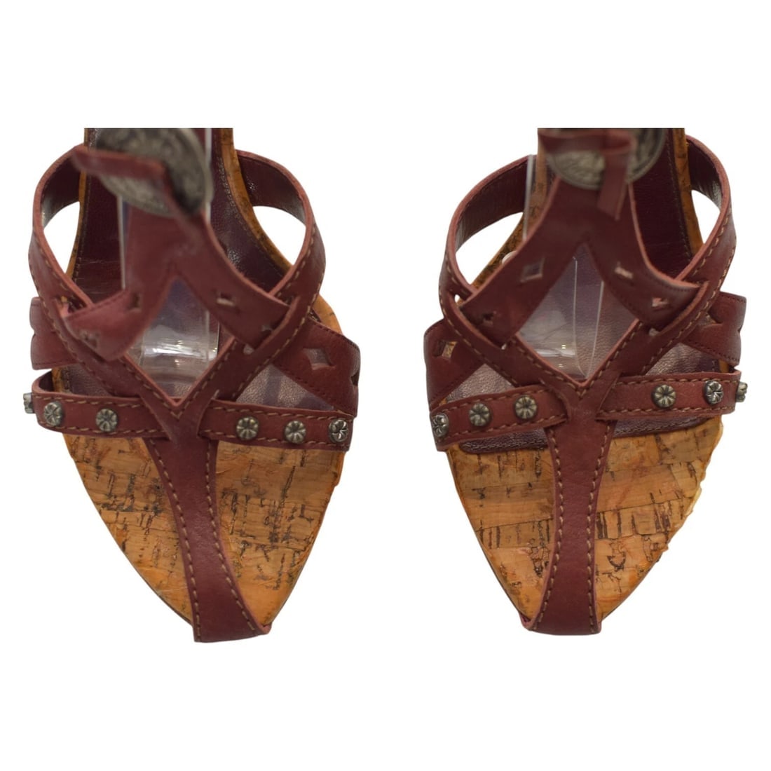 Christian Dior Brown Leather Strappy Sandals Lasercut Embellishments Coin 39 - 7