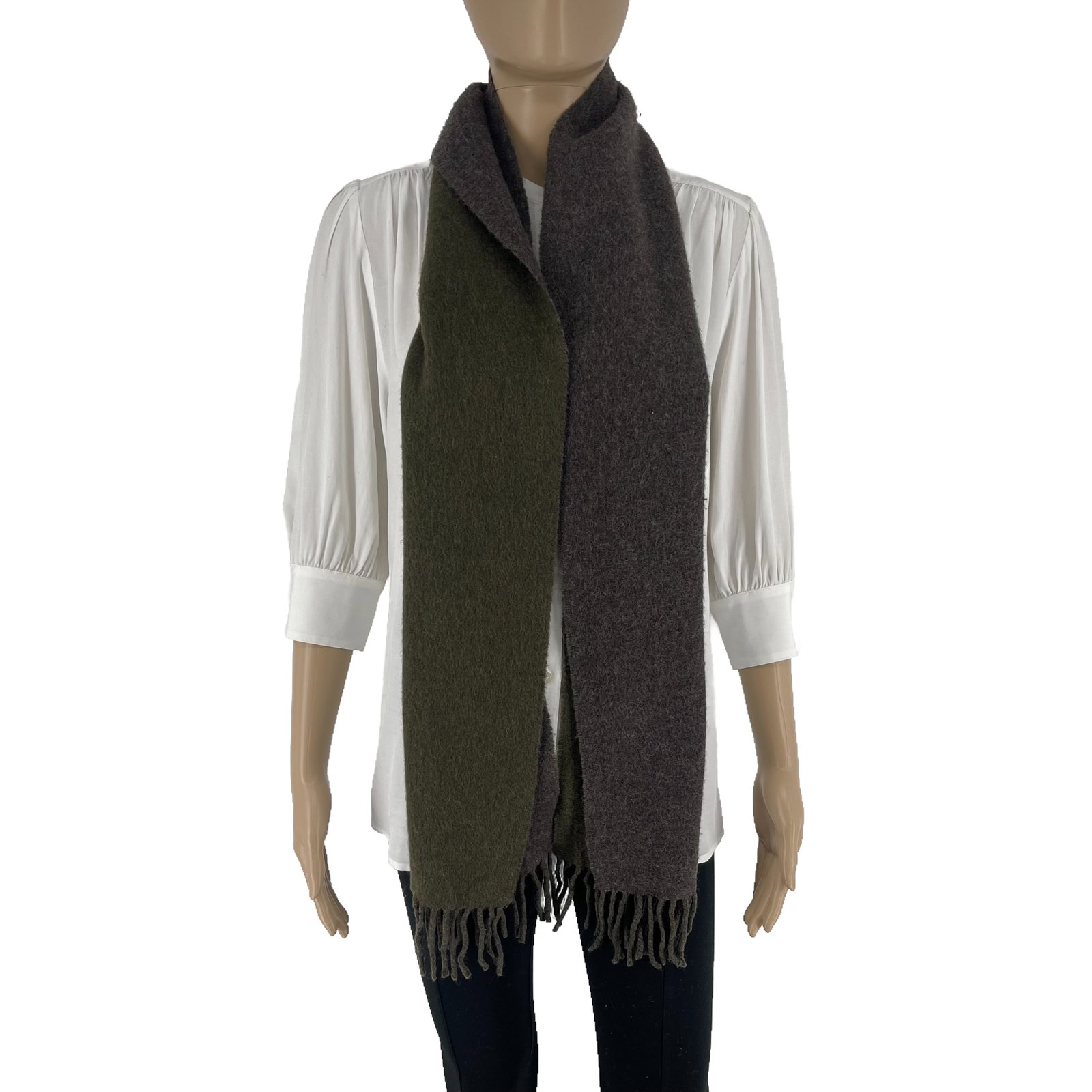 Polo Ralph Lauren Grey & Green Wool Blend Scarf - 3