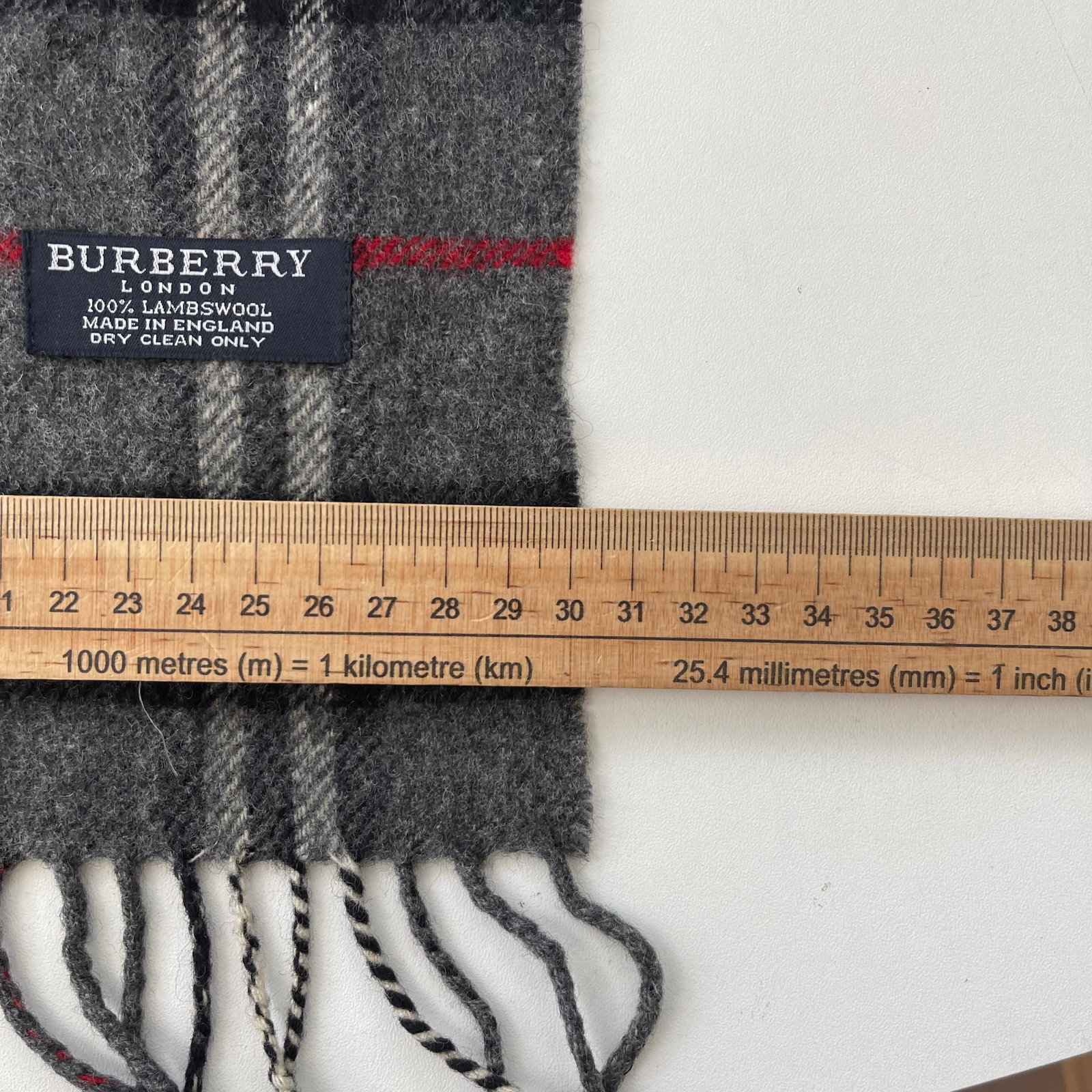 Burberry Dark Grey 100% Wool Scarf - 7