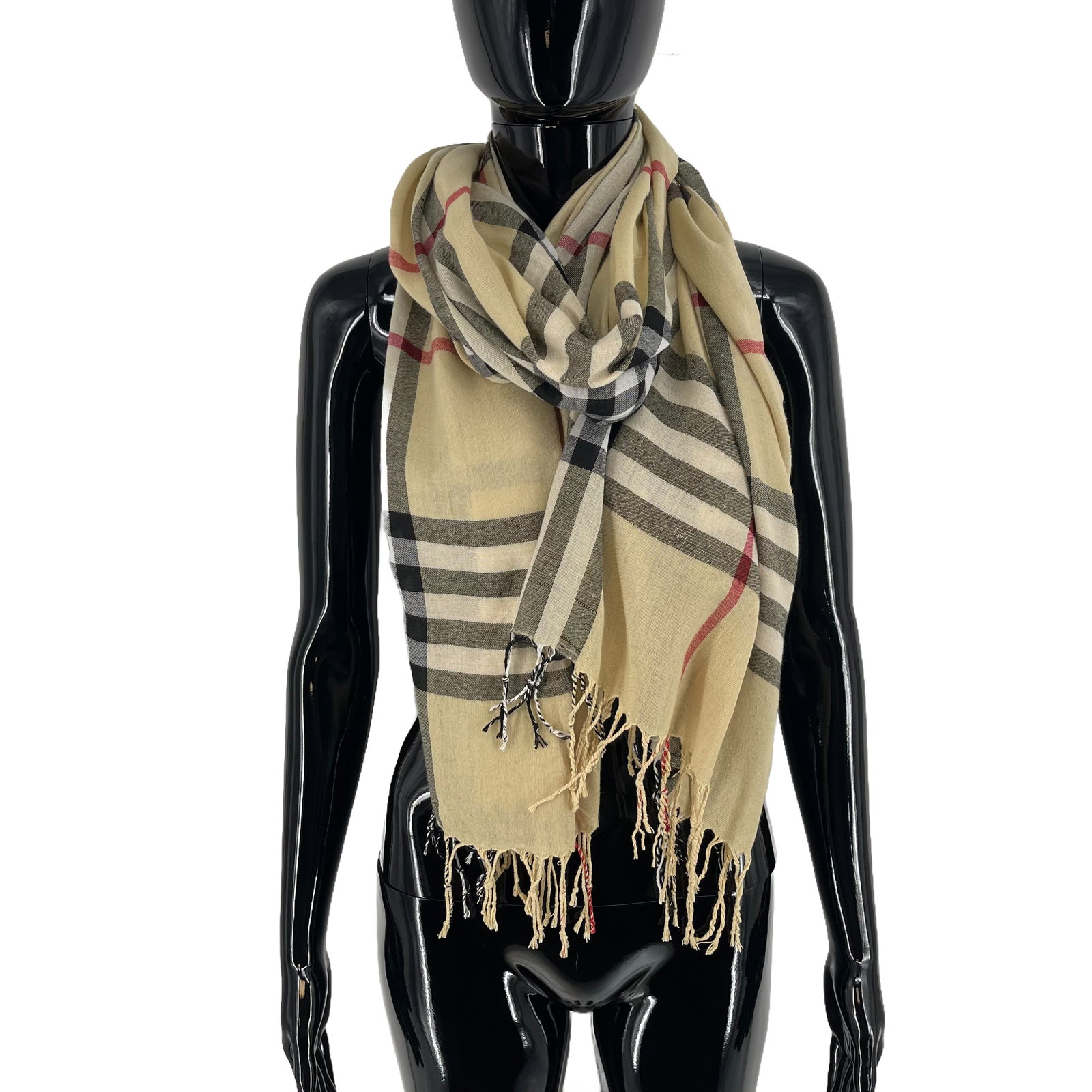 Burberry Beige Plaid 100% Wool Scarf - 4