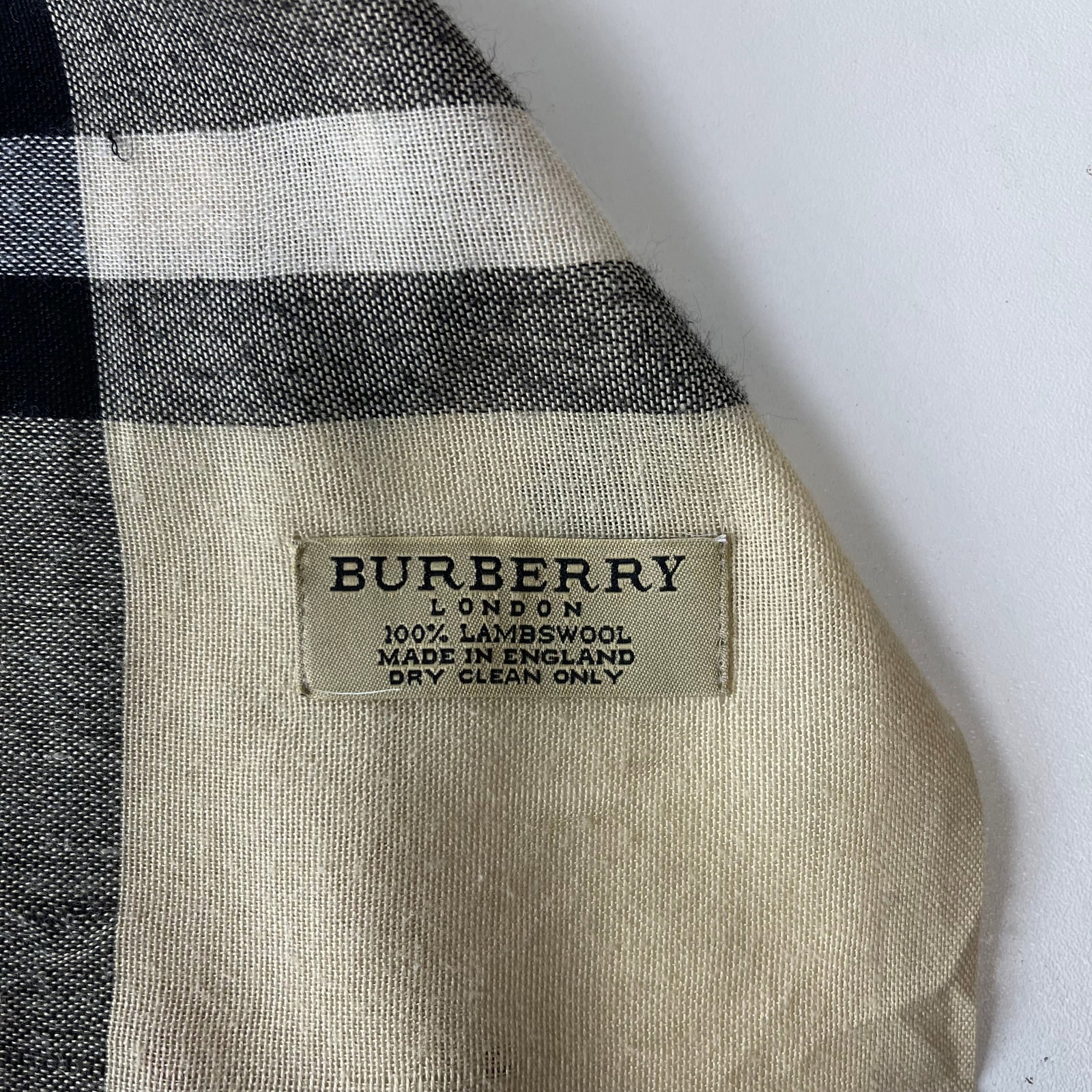 Burberry Beige Plaid 100% Wool Scarf - 7
