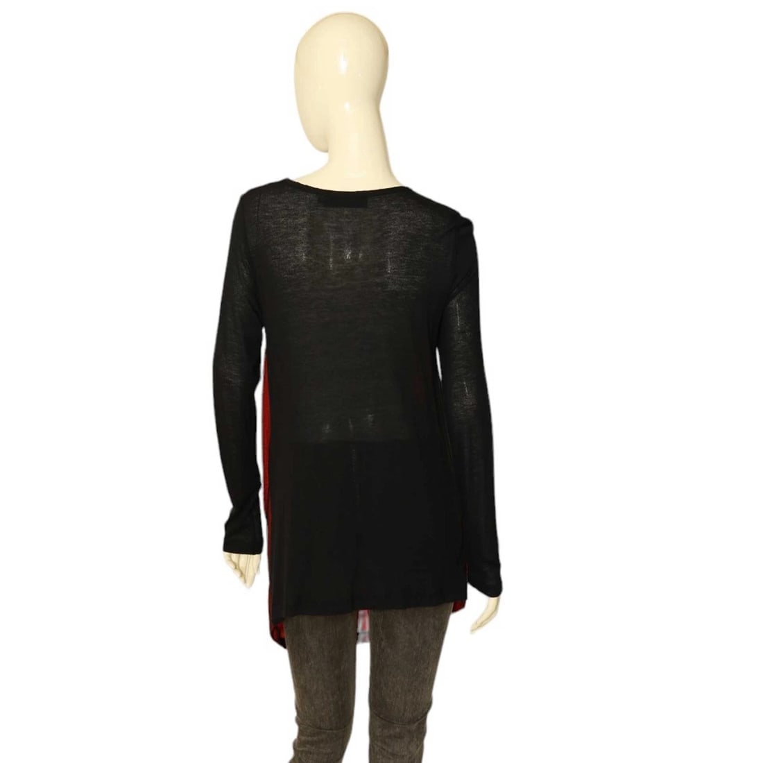 Maria Calderara Red & Black Long Draped Wool Viscose Knit Sweater Top size 2 - 2