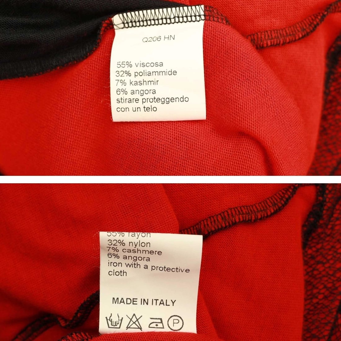 Maria Calderara Red & Black Long Draped Wool Viscose Knit Sweater Top size 2 - 5