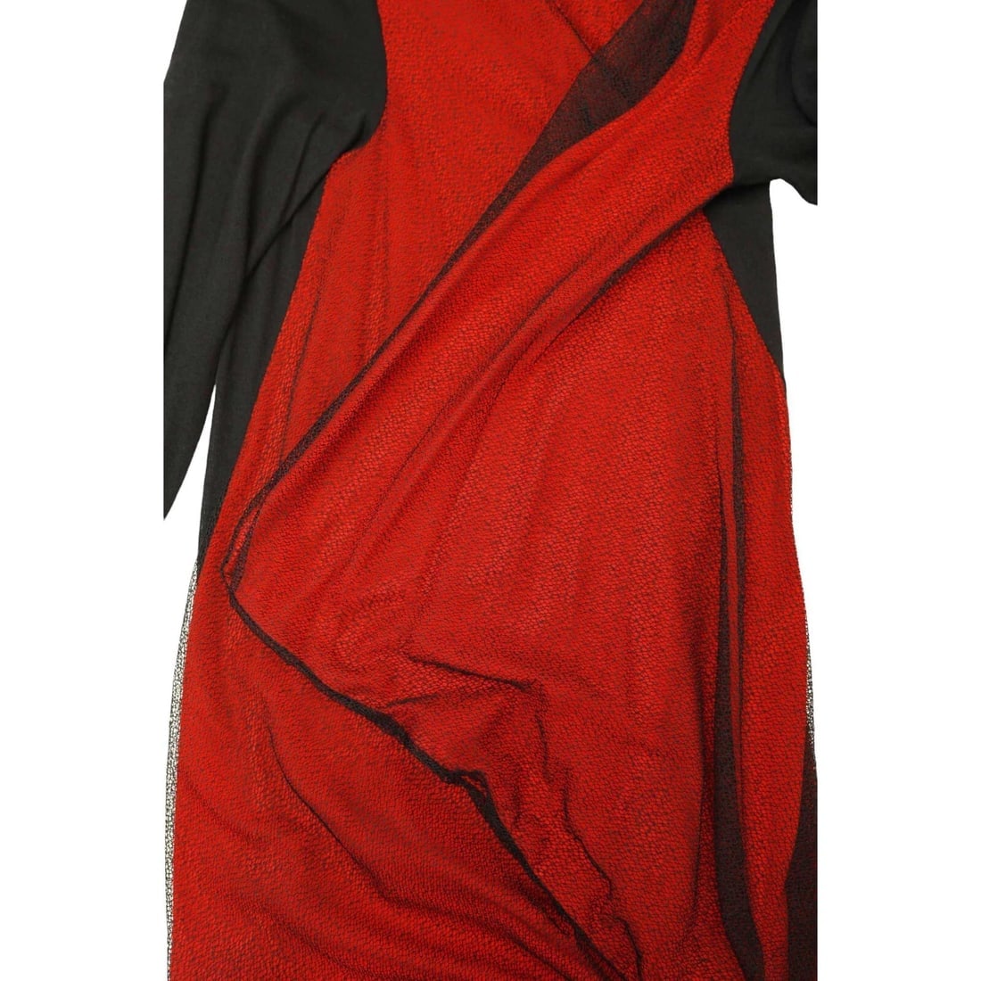 Maria Calderara Red & Black Long Draped Wool Viscose Knit Sweater Top size 2 - 6