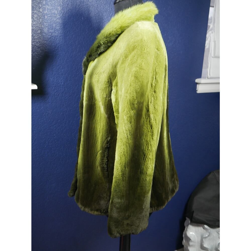 Amazing NWOT Apple lime green Ombre Sheared & Long hair Mink Fur Coat Jacket - 2