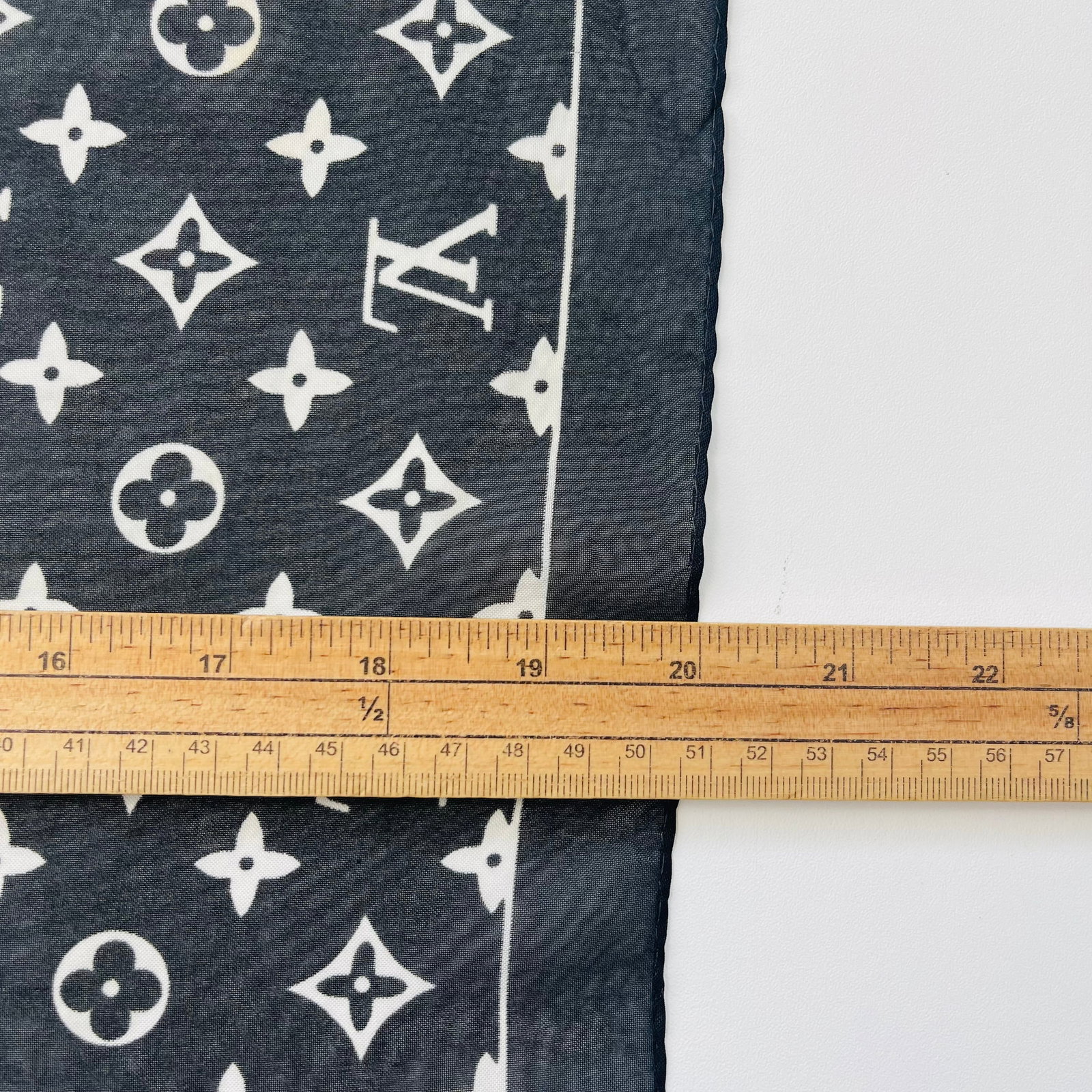 Louis Vuitton Black Monogram 100% Silk Scarf - 6