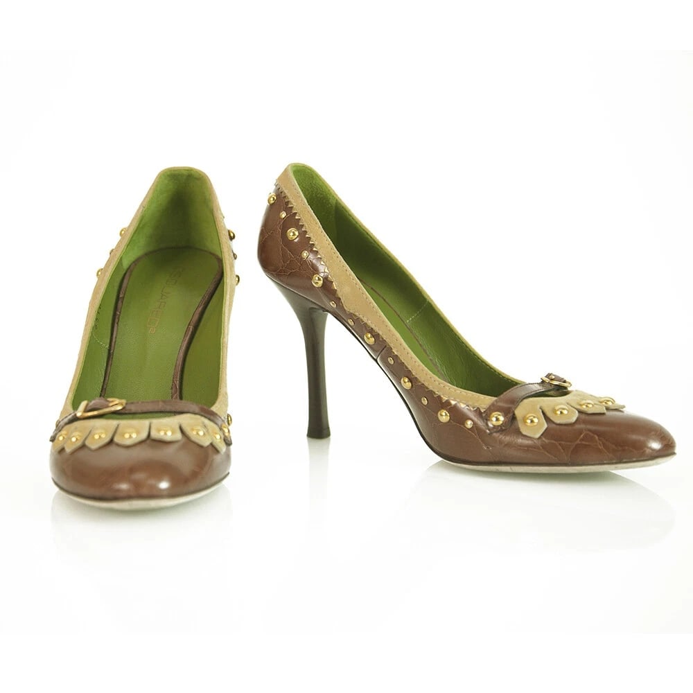 Dsquared 2 Croco Embossed Brown Leather Studs Moccasin Pumps Heels Shoes 40: Title: Dsquared 2 Croco Embossed Brown Leather Studs Moccasin Pumps Heels Shoes 40 Description:Dsquared 2 Croco Embossed Brown Leather Studs Moccasin Pumps Heels Shoes 40 Dsquared2 presents these