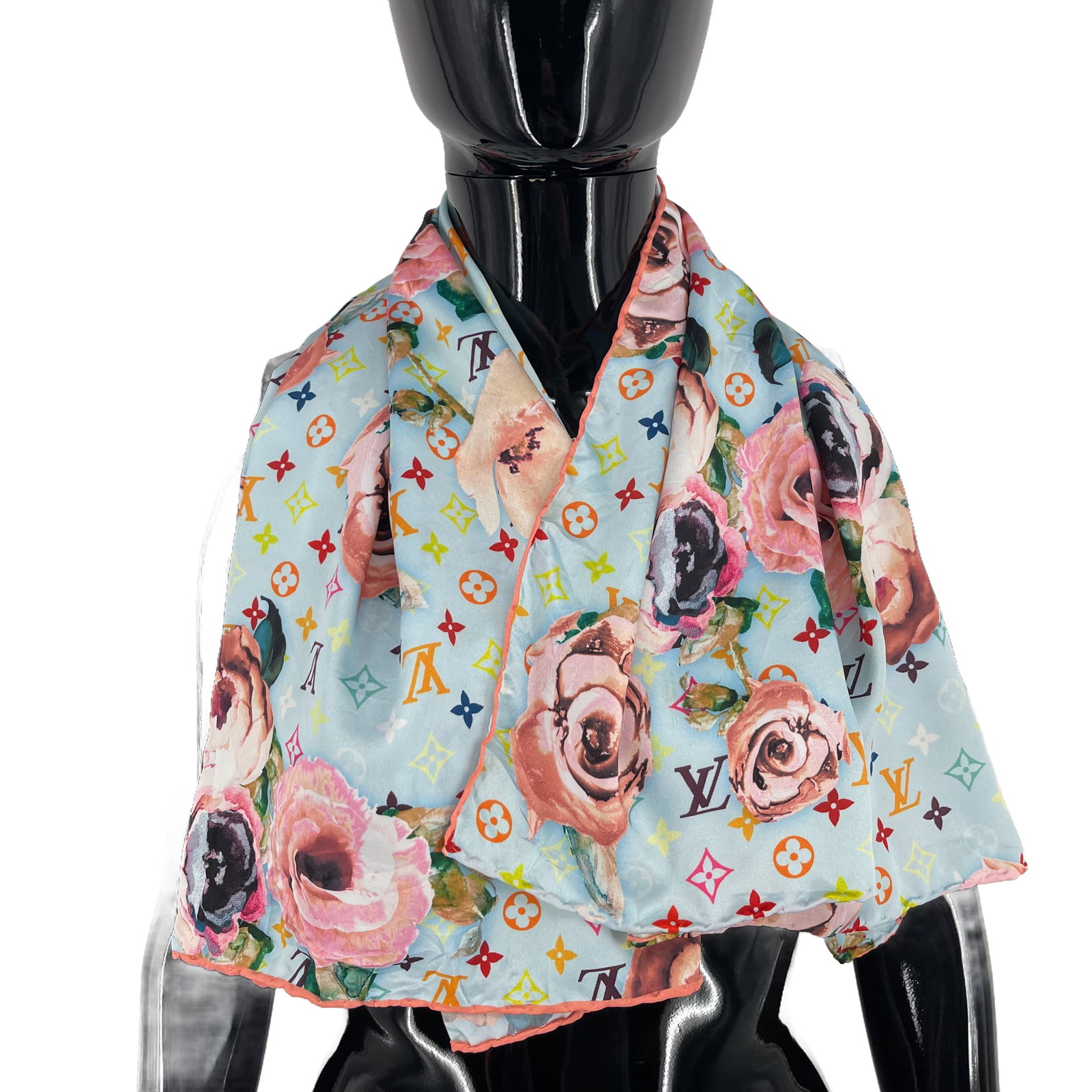 Louis Vuitton Blue Printed 100% Silk Scarf - 4