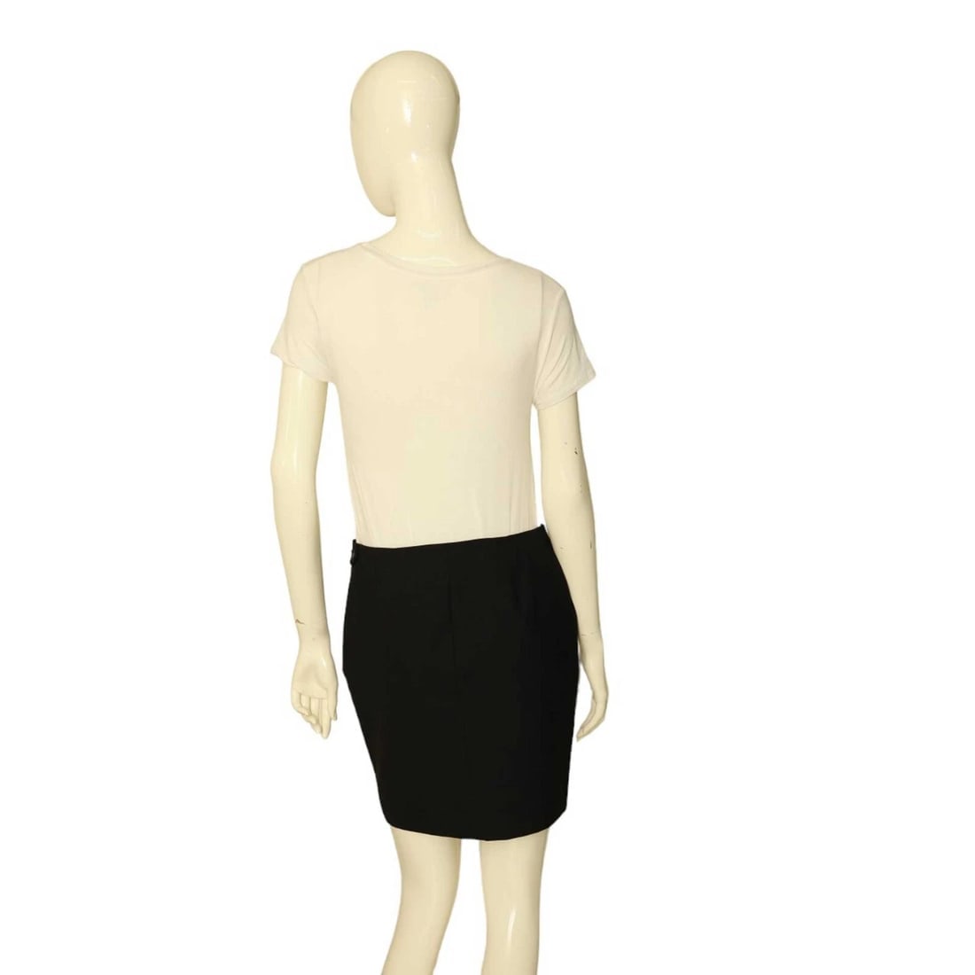 Romeo Gigli Black Pencil Virgin Wool Side Zipper Short Mini Length Skirt Size 42 - 2