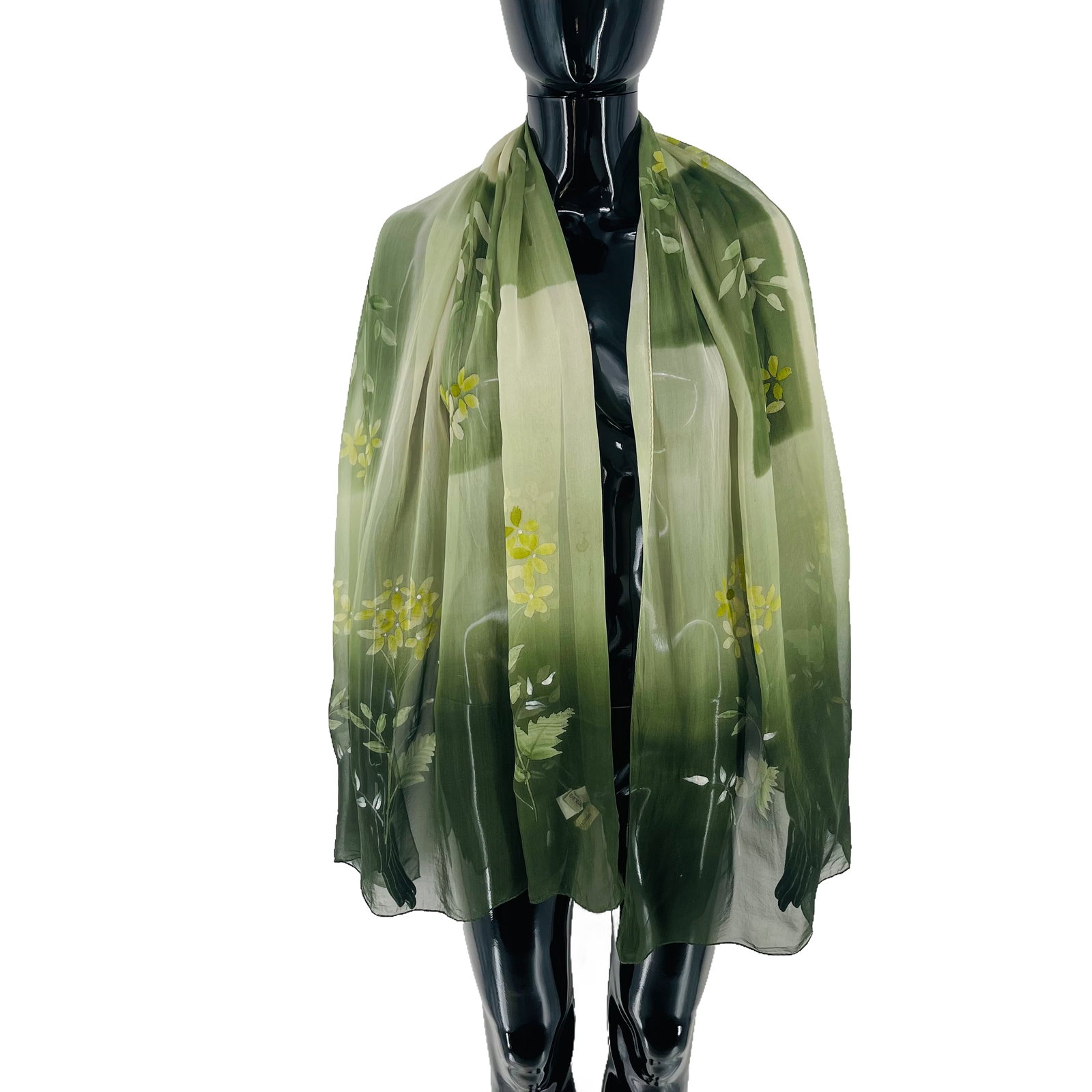 Aquascutum Green Floral 100% Silk Scarf (1 of 12)