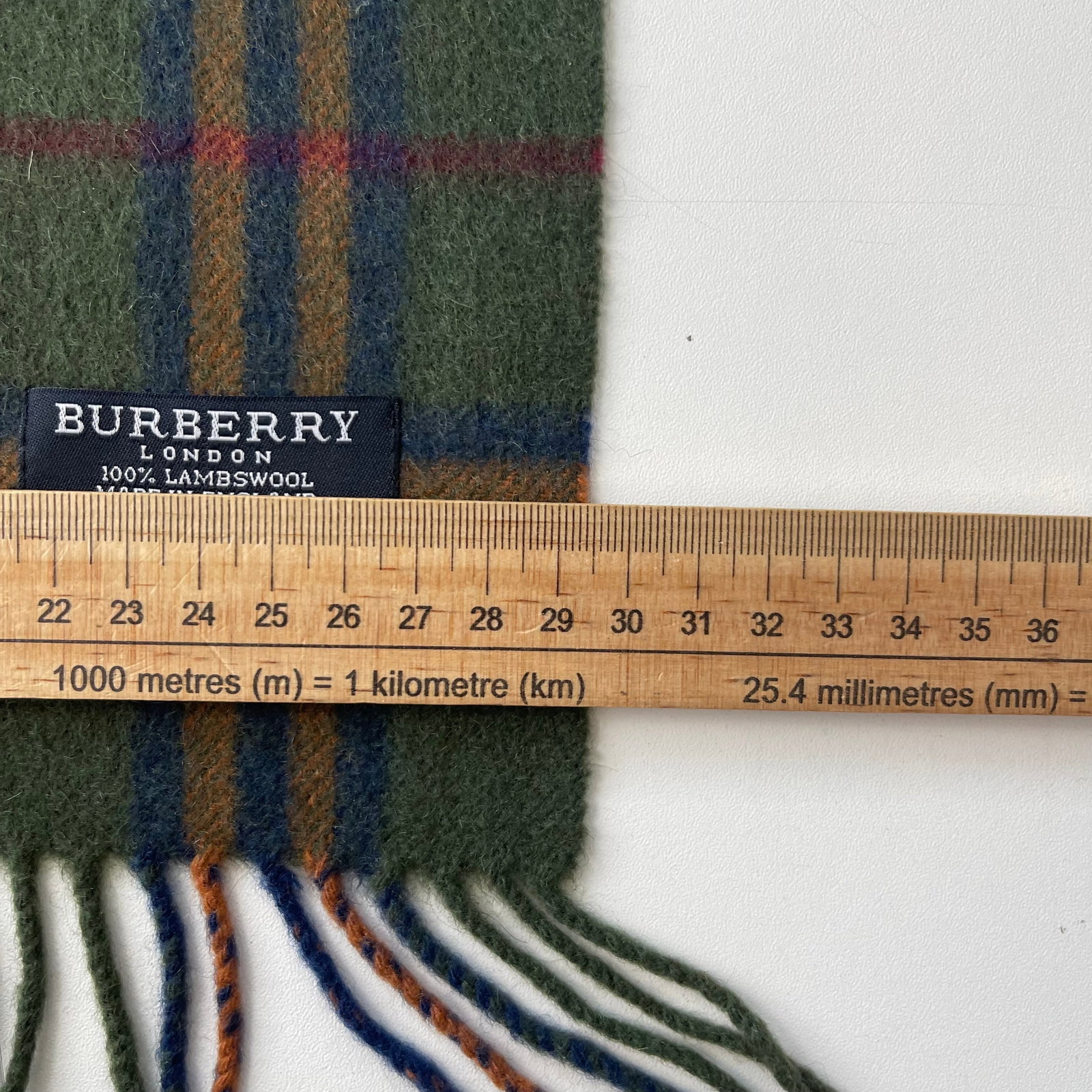 Burberry Dark Green 100% Wool Scarf - 7