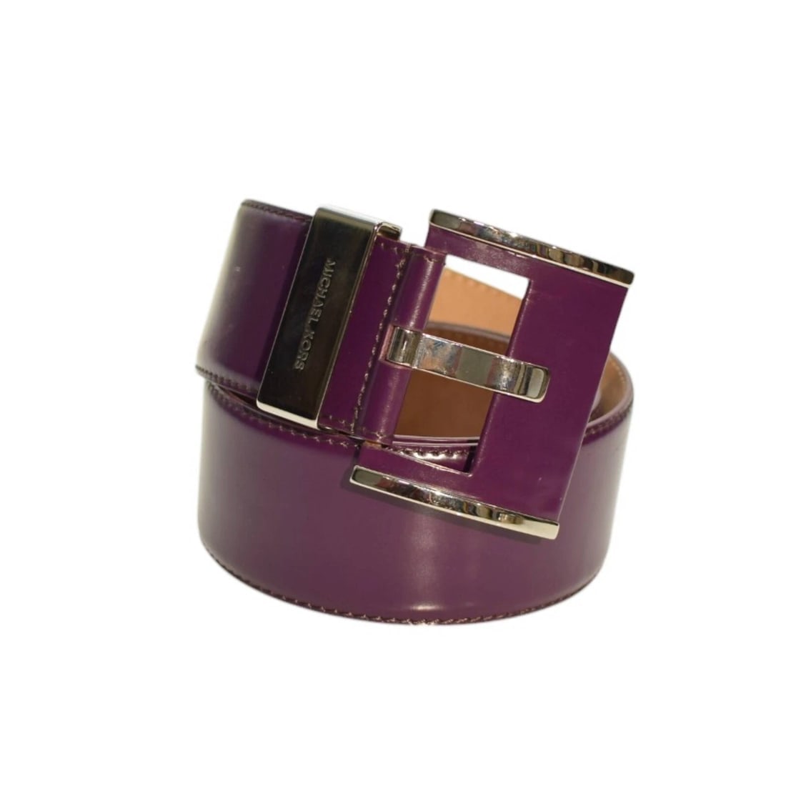 Michael Kors Purple Leather Silver TOne Hardware w. Logo Waist Belt size M (1 of 7)
