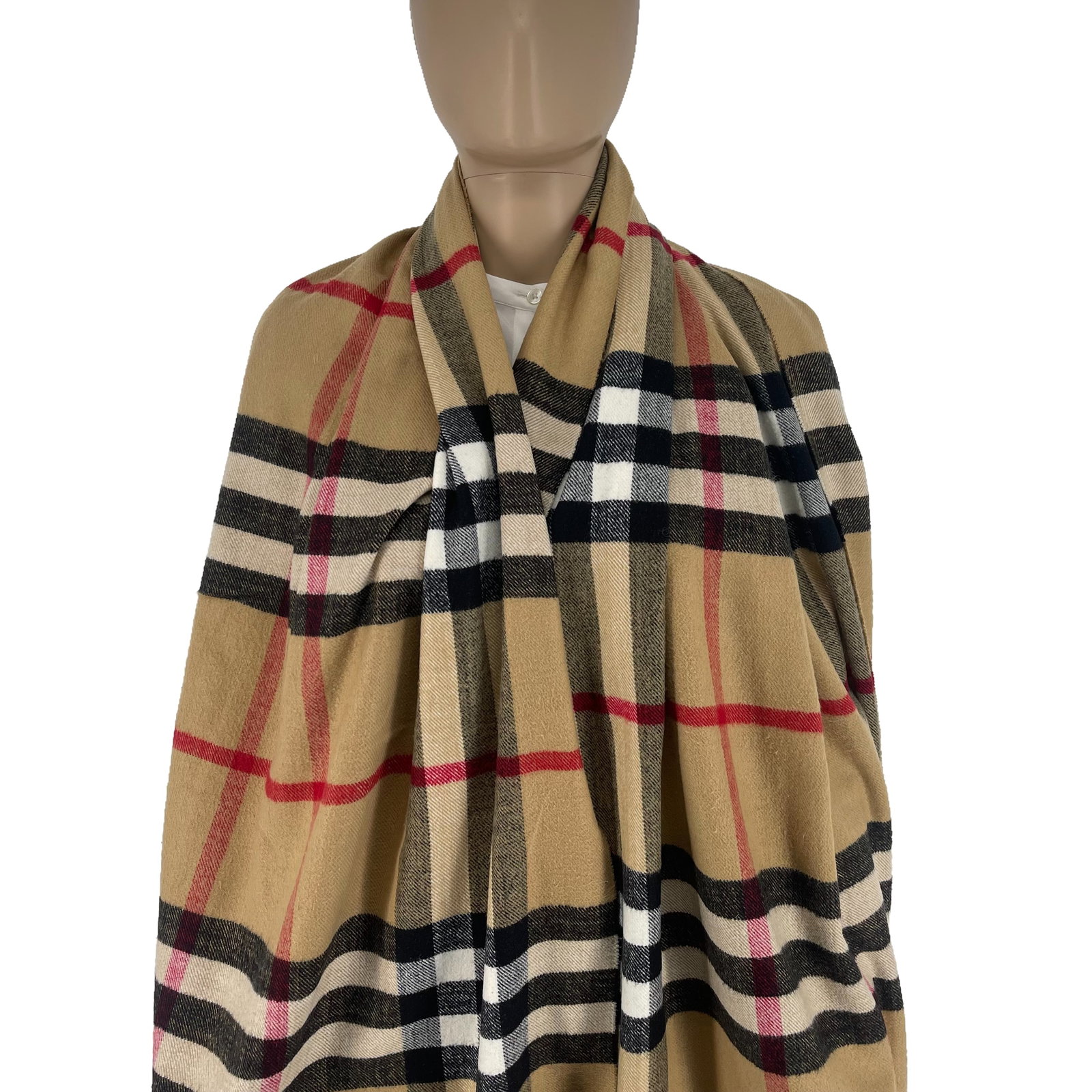 Burberry Beige Plaid 100% Cashmere Scarf - 2