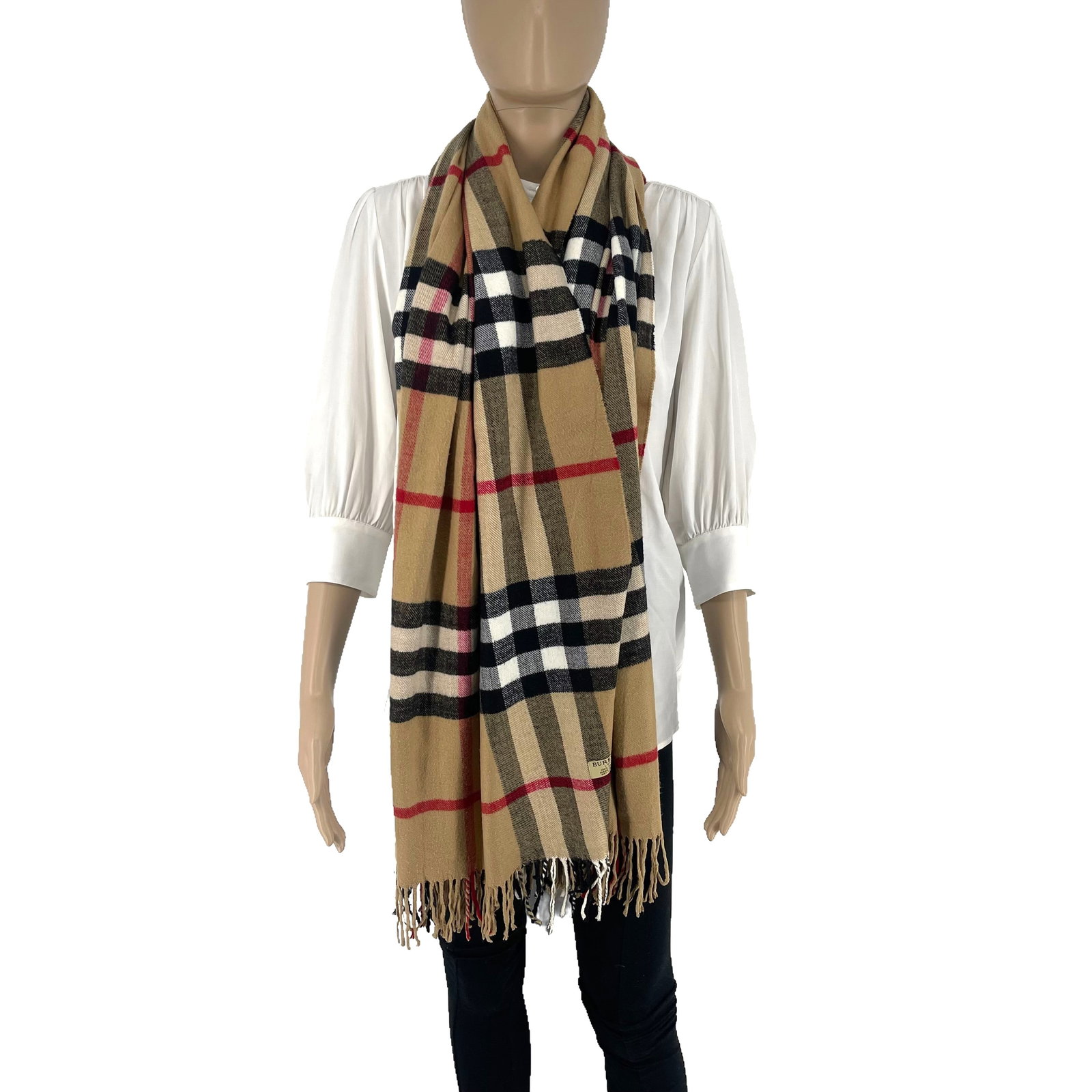 Burberry Beige Plaid 100% Cashmere Scarf - 3