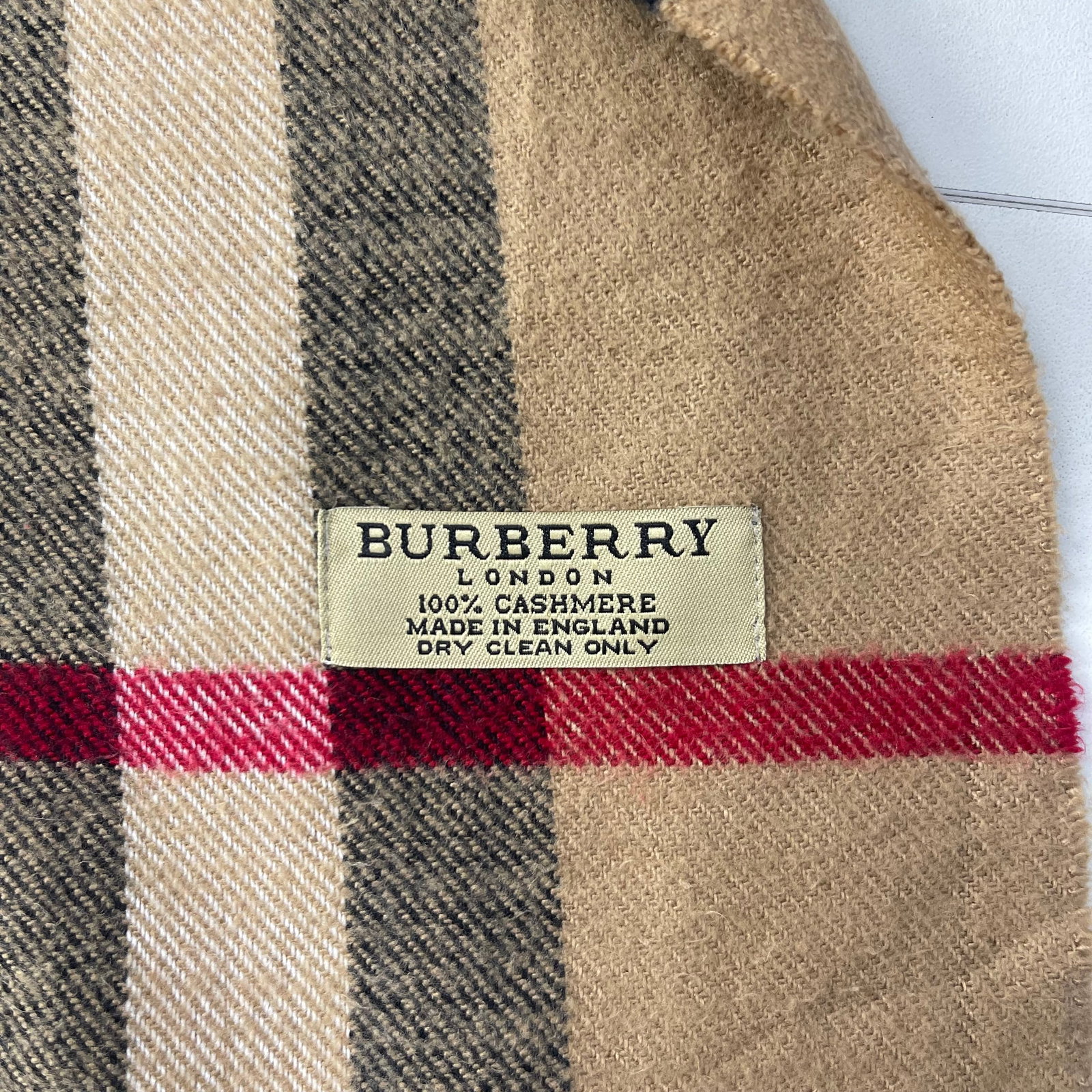 Burberry Beige Plaid 100% Cashmere Scarf - 6