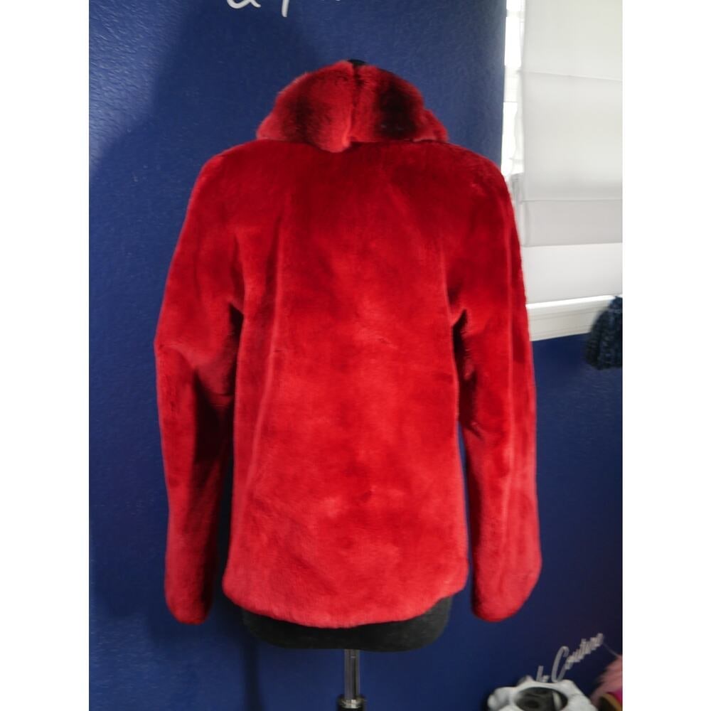 Gorgeous Bloomingdale's Red Sheared Beaver & Chinchilla Fur Coat Jacket - 3