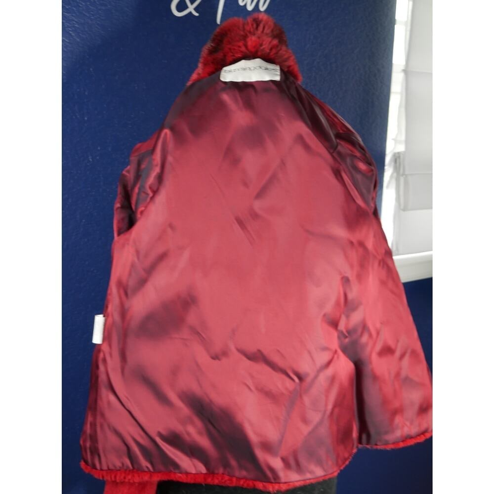 Gorgeous Bloomingdale's Red Sheared Beaver & Chinchilla Fur Coat Jacket - 5