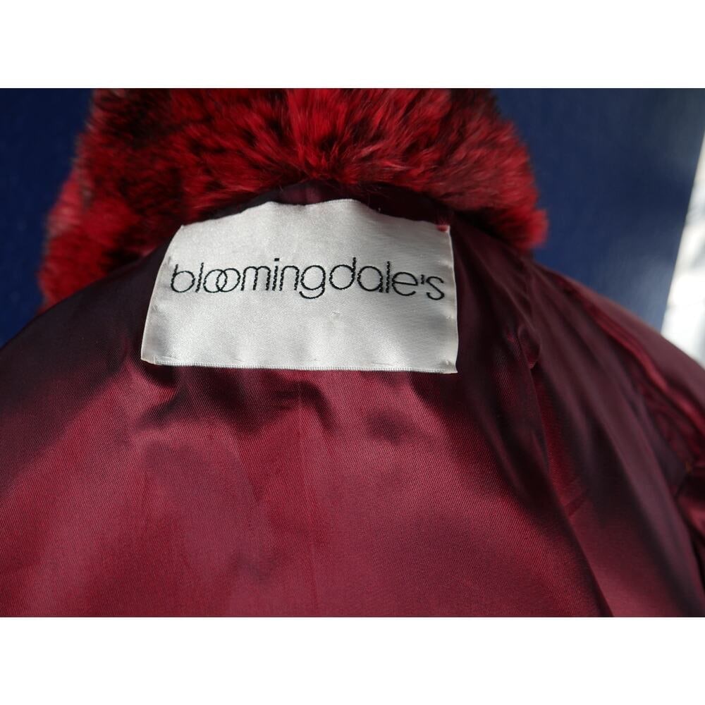 Gorgeous Bloomingdale's Red Sheared Beaver & Chinchilla Fur Coat Jacket - 6
